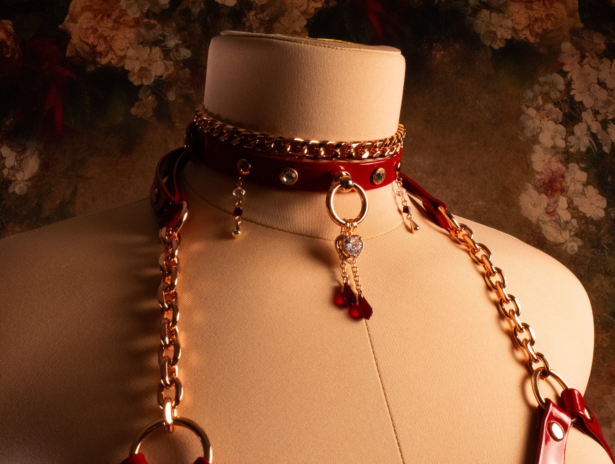 "CRIMSON VOW" - 12.5" - 15" -  Red Patent Leather Collar _ LIMITED _