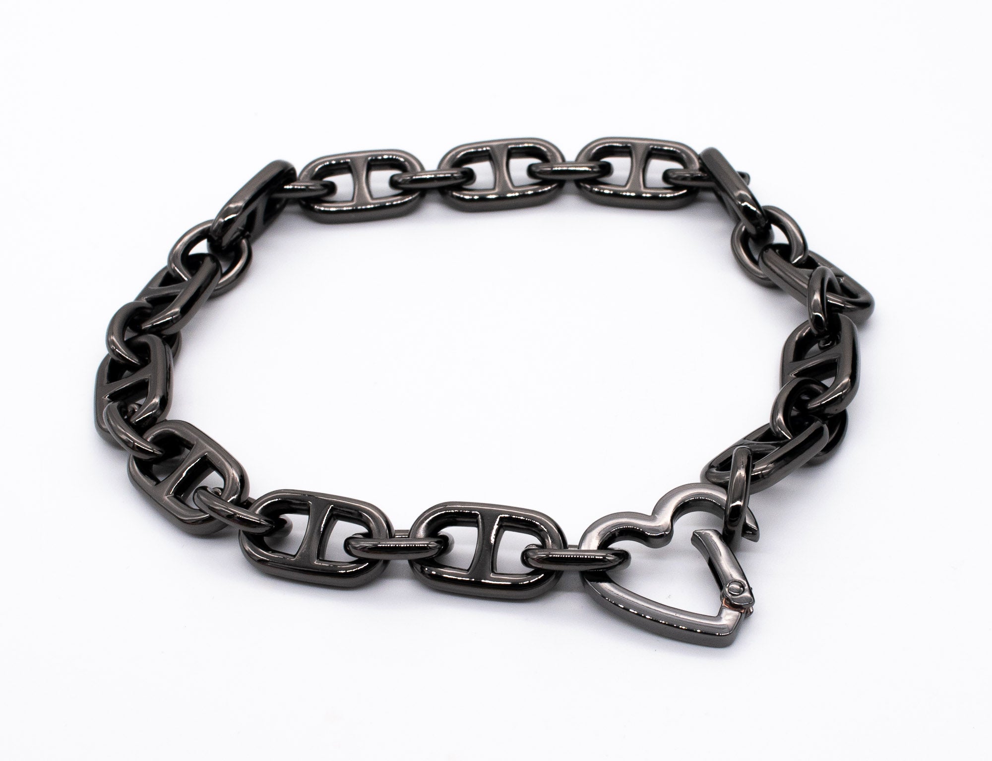 Chunky Chain Heart Collar in Gunmetal