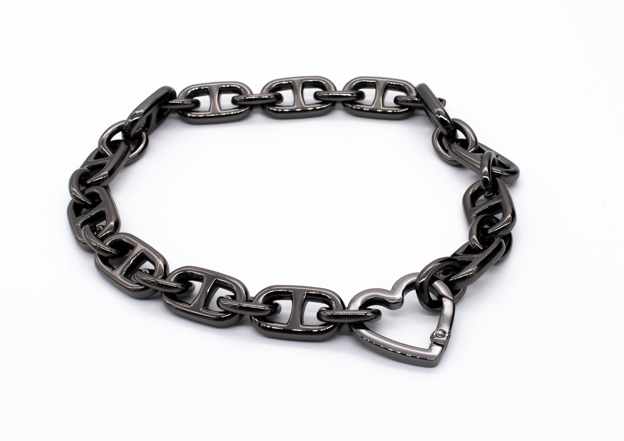 Chunky Chain Heart Collar in Gunmetal
