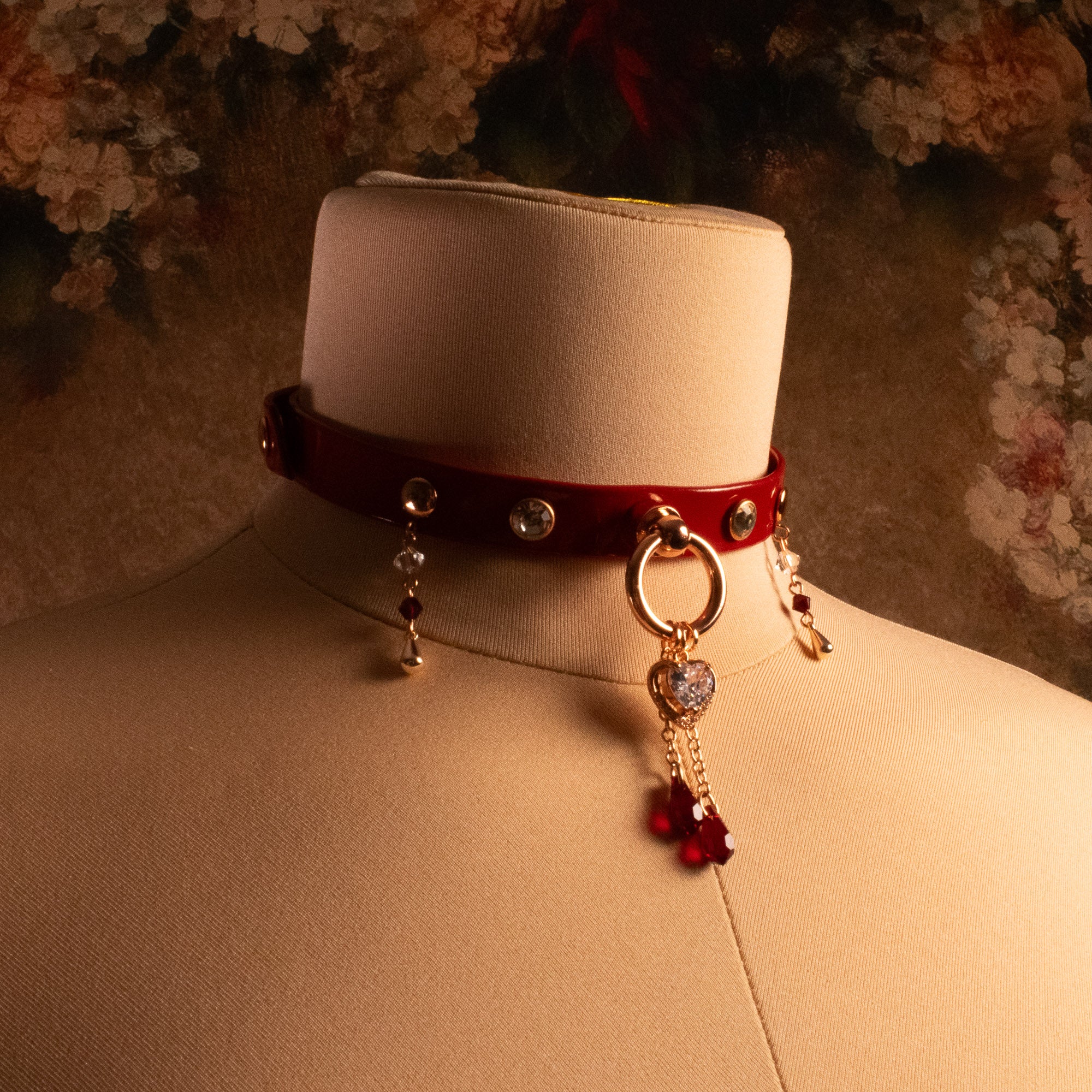 "CRIMSON VOW" - 12.5" - 15" -  Red Patent Leather Collar _ LIMITED _