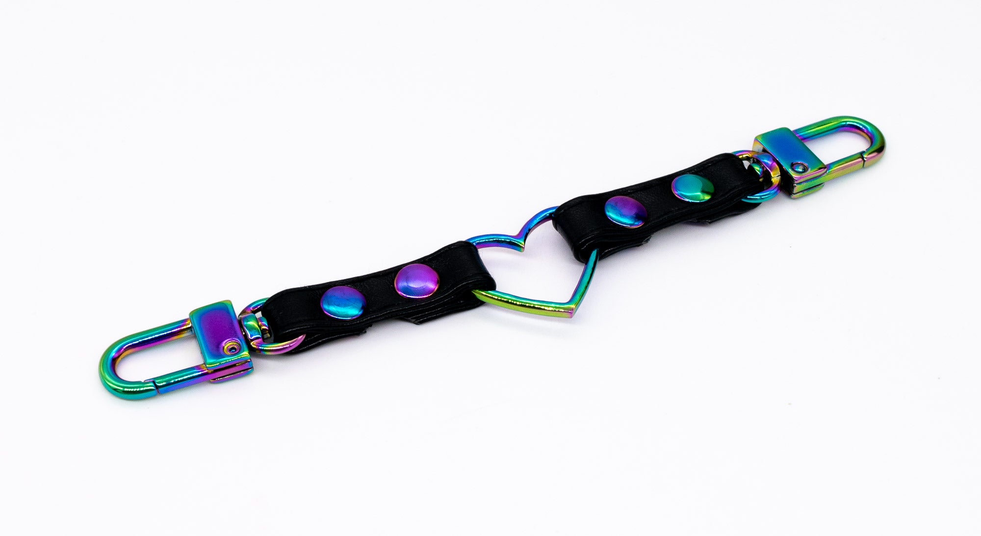 3/8" Black Vegan Leather Cuff Connector in Rainbow