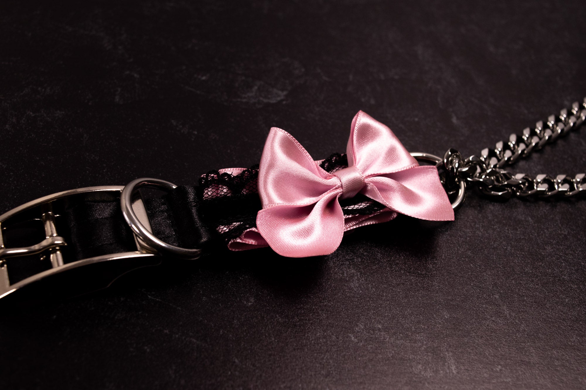 Rose, Black Lace and Velvet Luxury Crystal Heart Martingale Collar