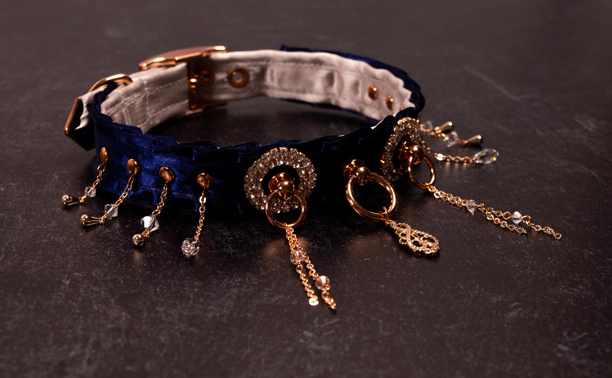 "NAOMI" - Navy, Dusty Lilac & Rose Gold Luxury Collar