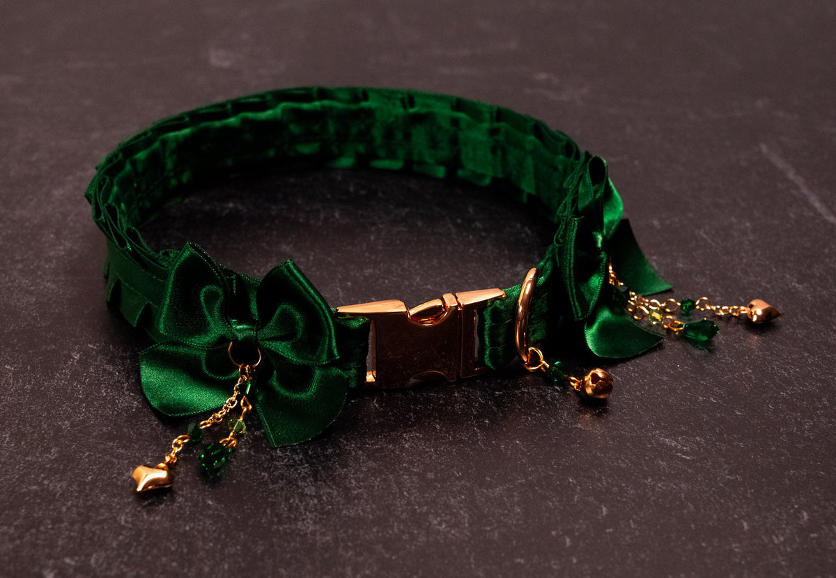 13" - Hunter Green Luxury Puppy Collar