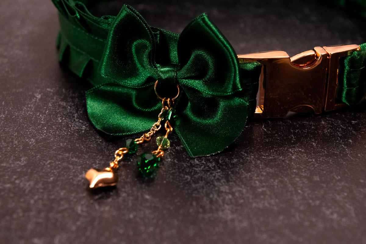 13" - Hunter Green Luxury Puppy Collar