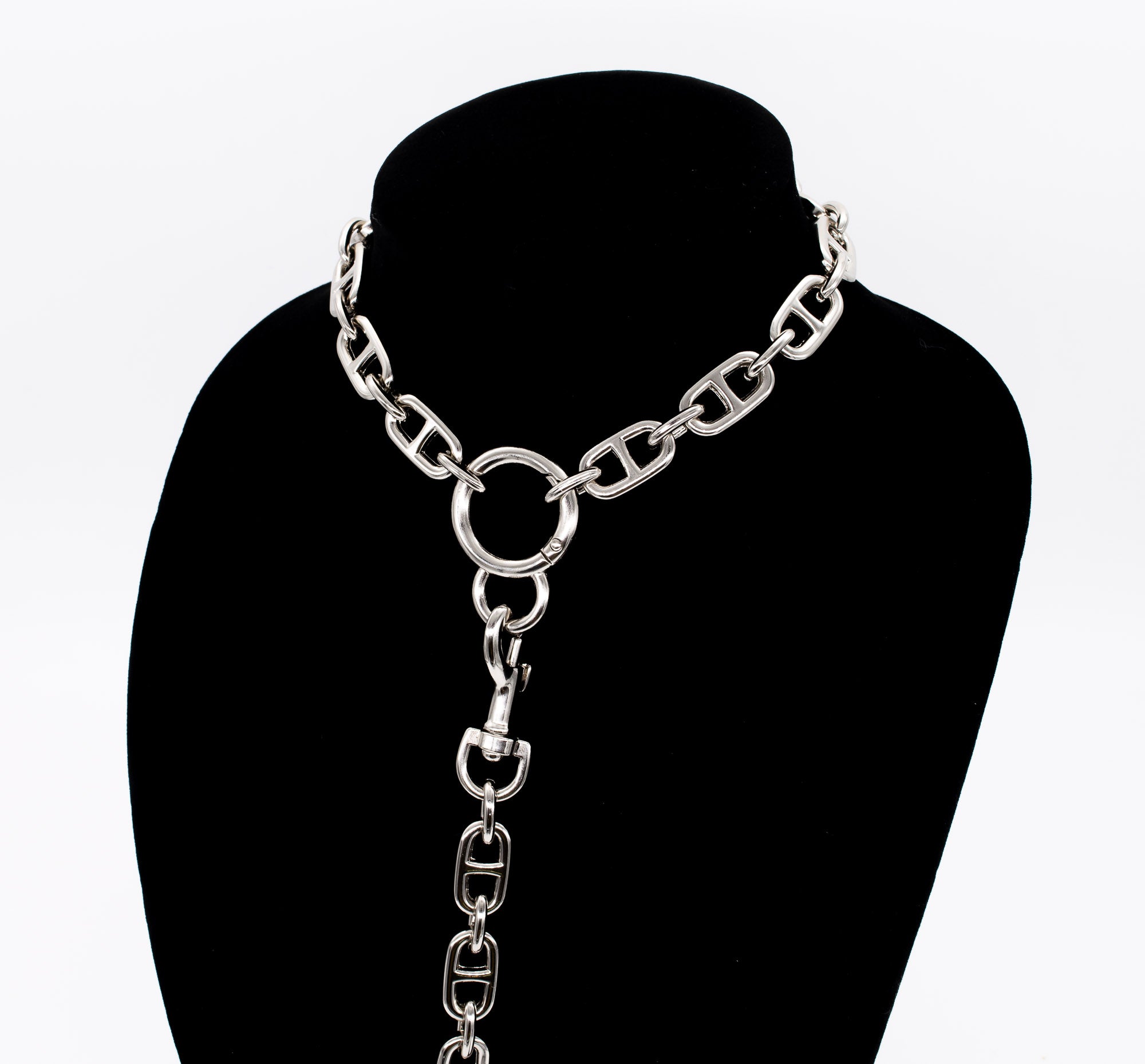 Chunky Chain Collar and Finger Leash in Silver