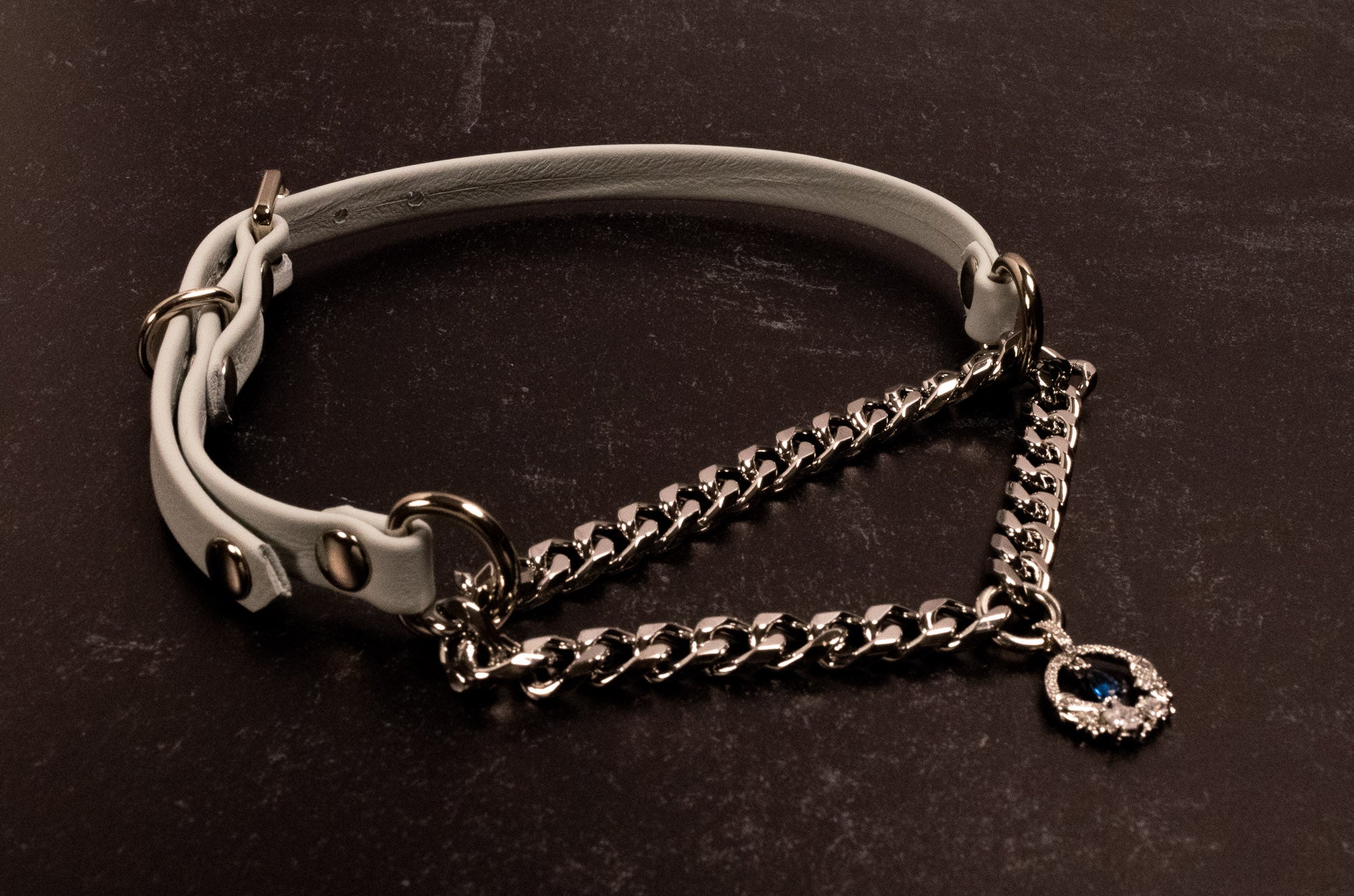 12.5" - 15" Slate Leather Luxury Martingale Collar _ LIMITED _