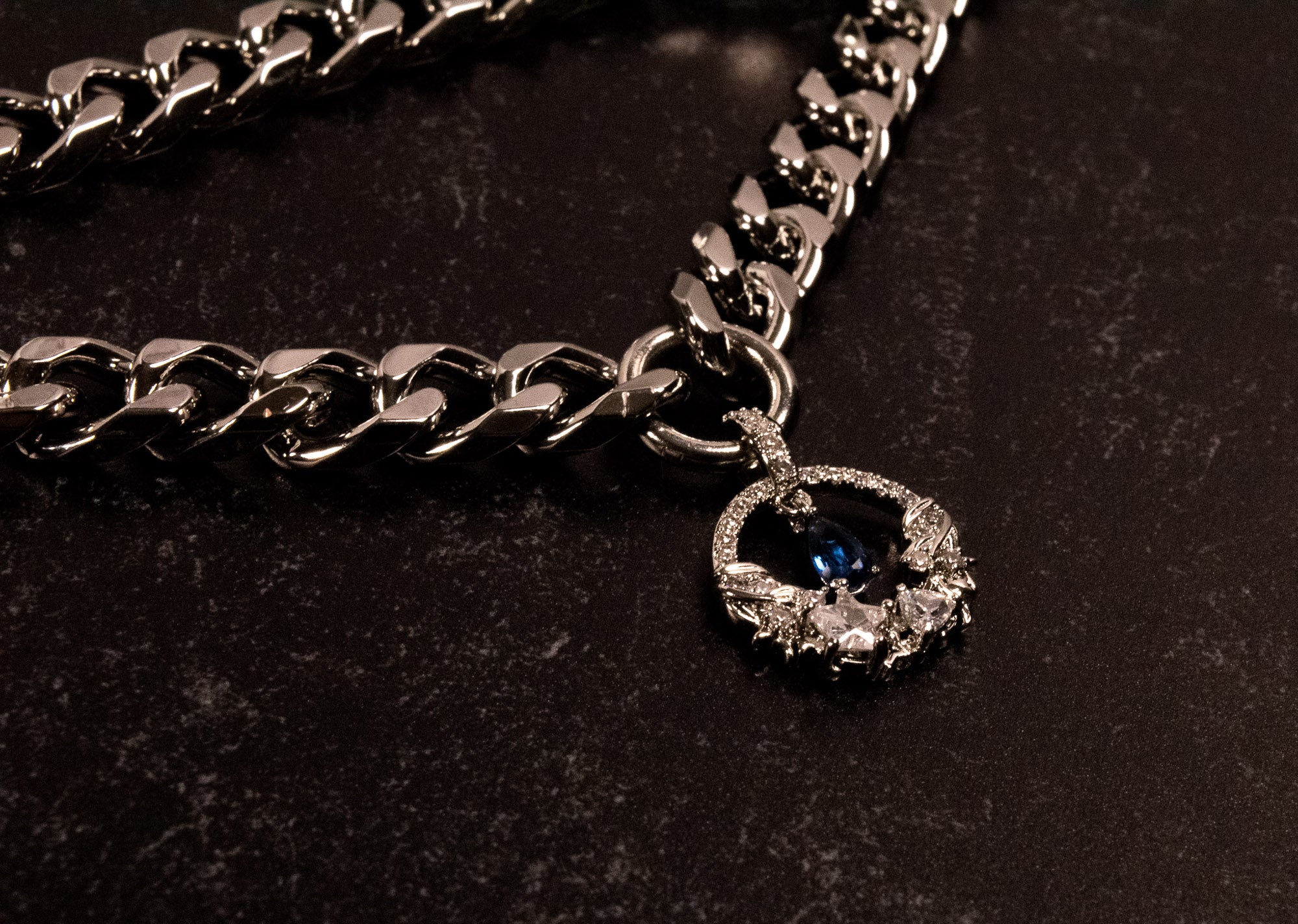 12.5" - 15" Slate Leather Luxury Martingale Collar _ LIMITED _