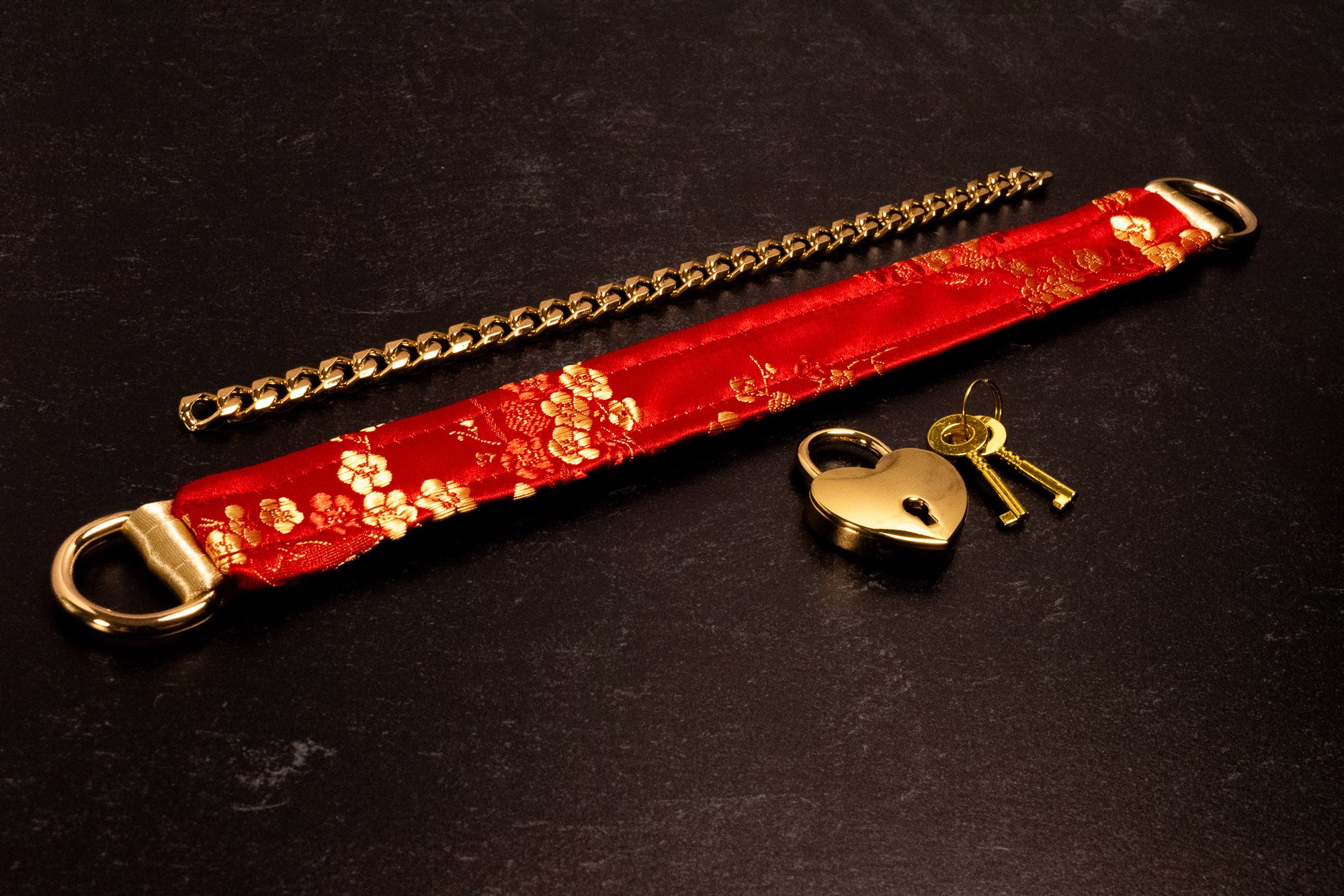 Red Floral Brocade Locking Martingale Collar _ LIMITED _