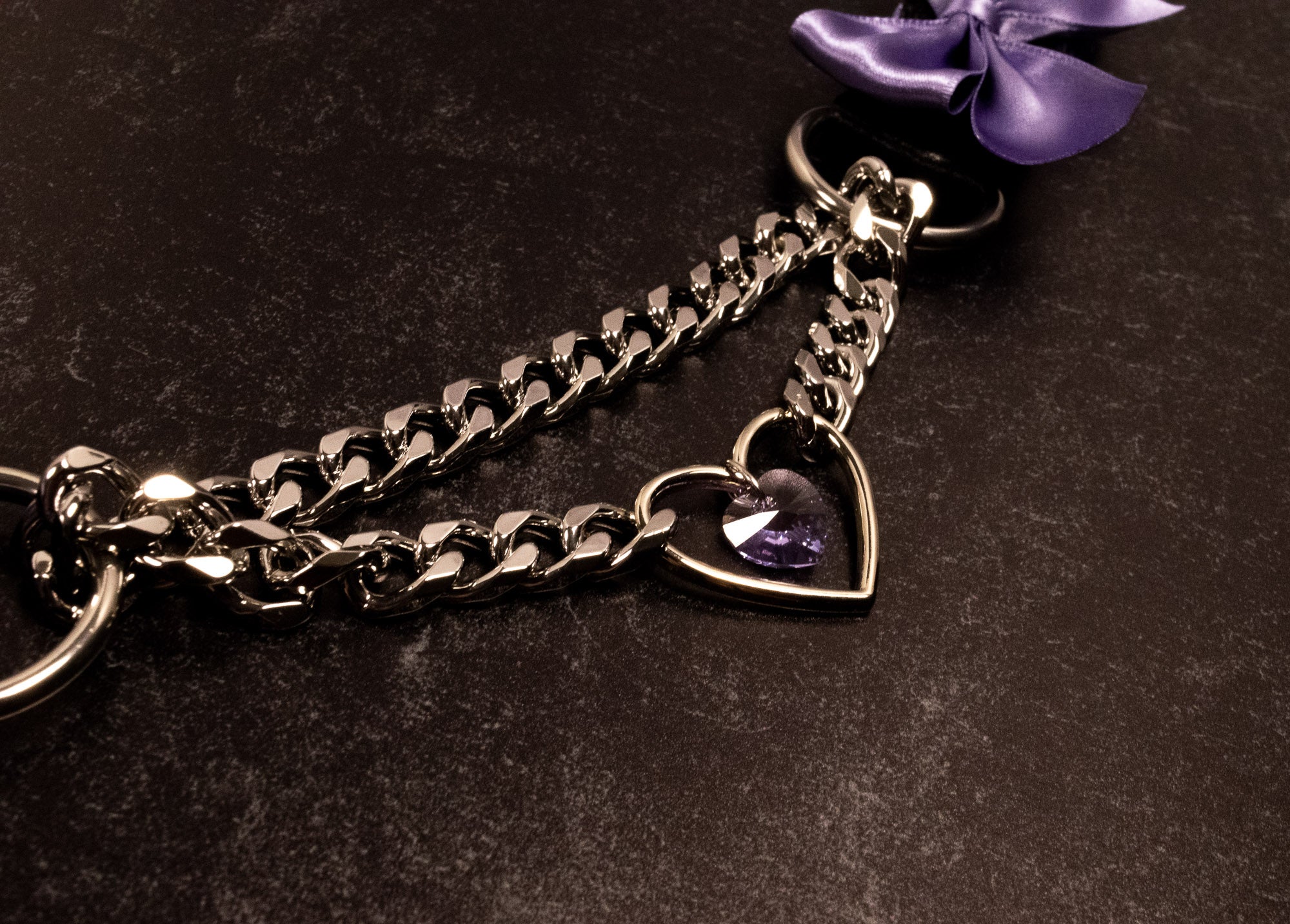 Design Your Own Black Lace and Velvet Crystal Heart Martingale Collar