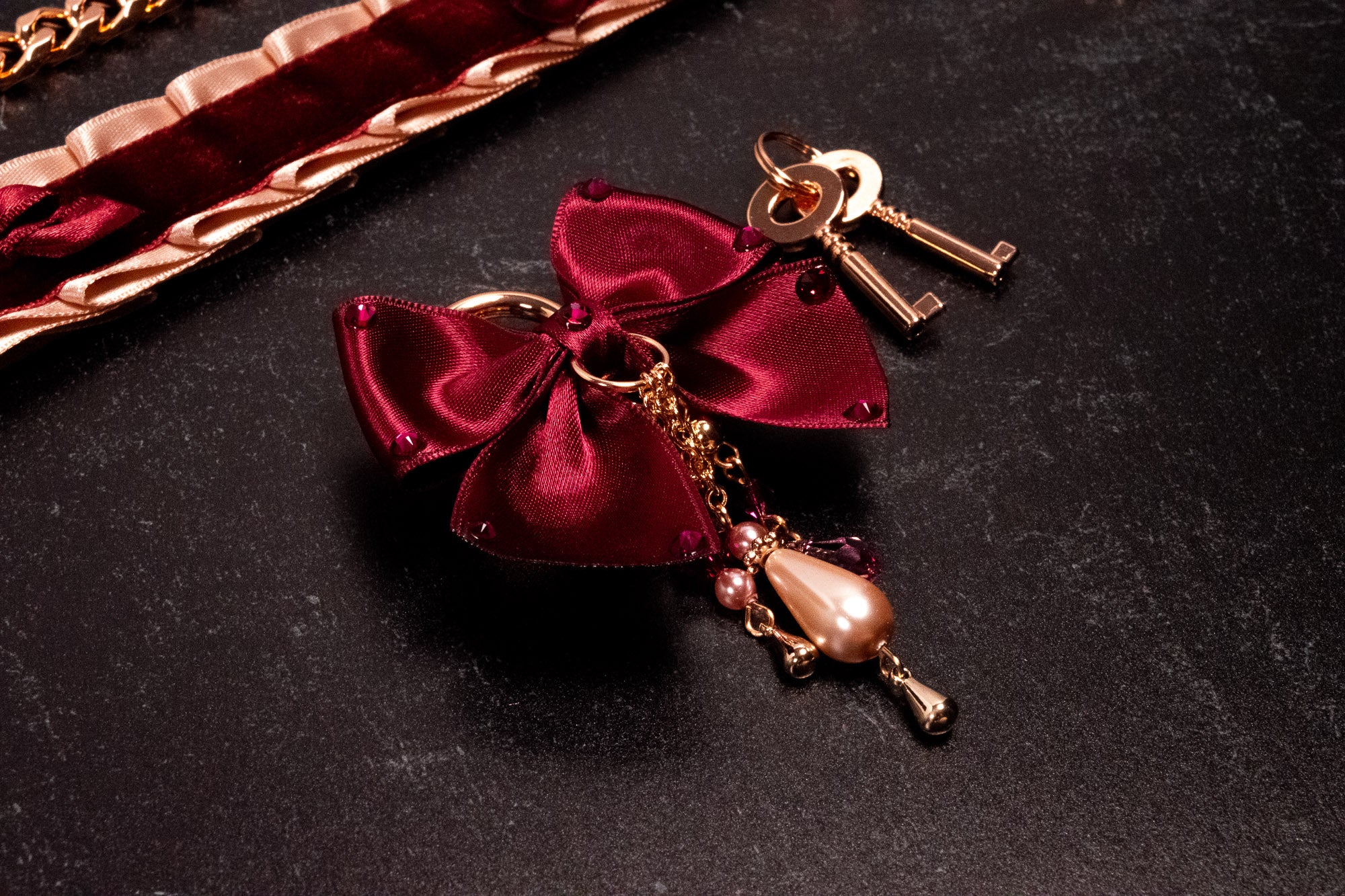 13" Rose Gold & Burgundy Velvet Luxury Locking Martingale Collar