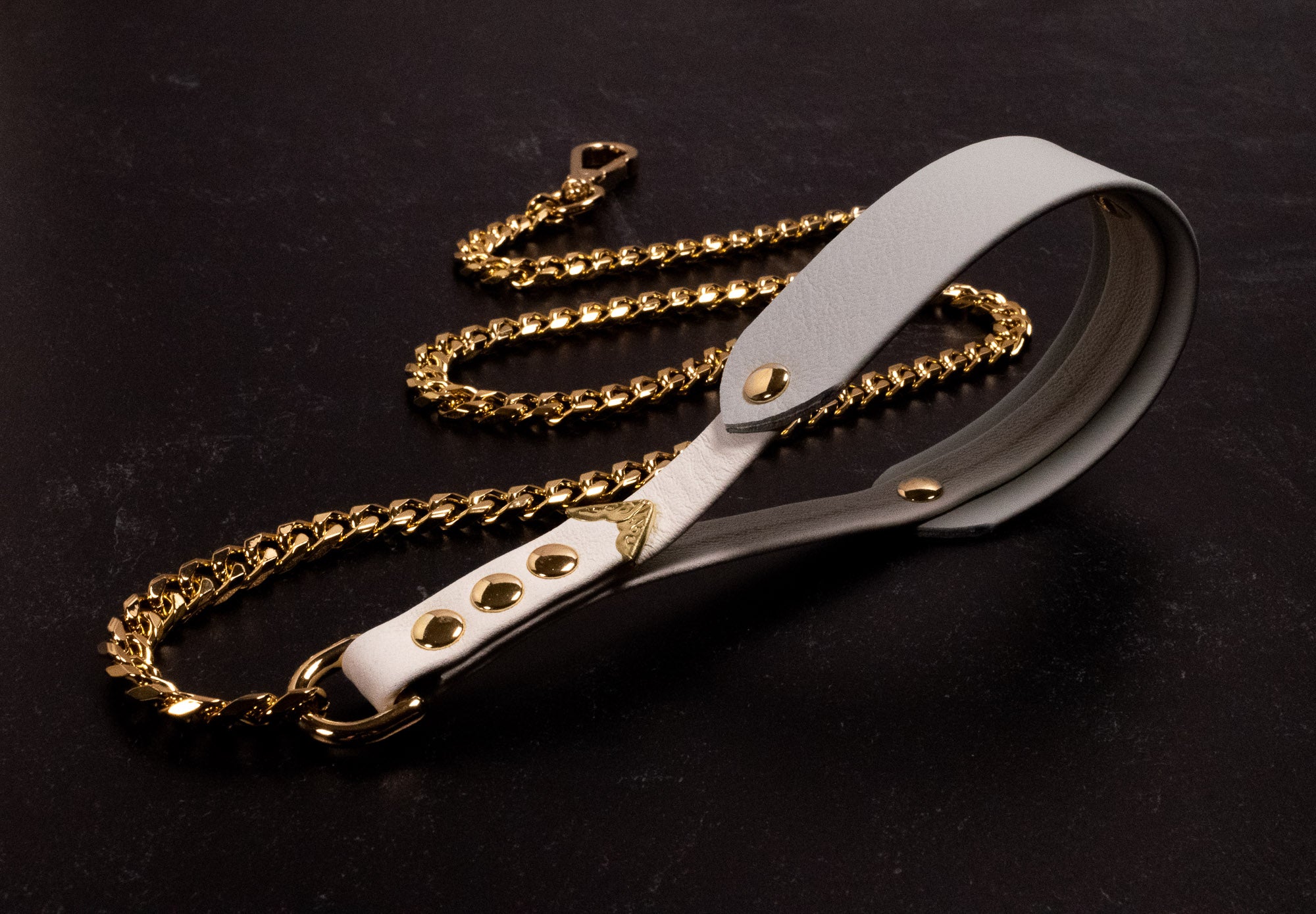 White & Slate Leather Leash _ LIMITED _