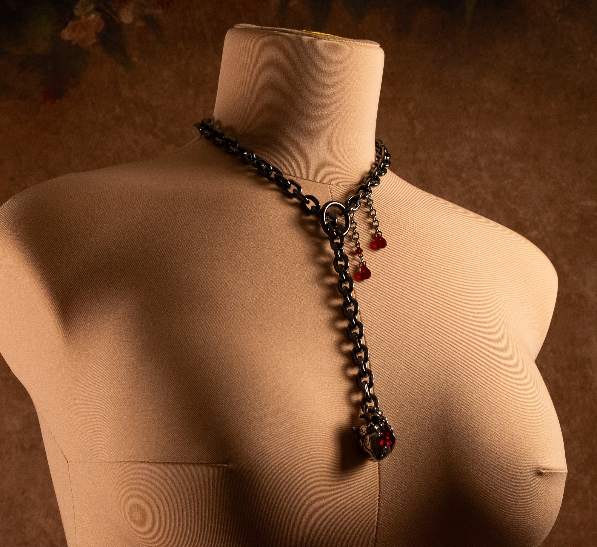 "Tethered Heart" Crystal O-link Slip Chain Collar