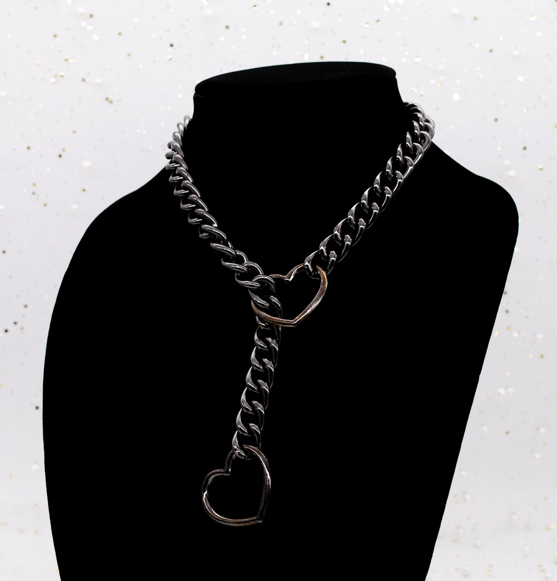 Gunmetal Heart Slip Chain Collar