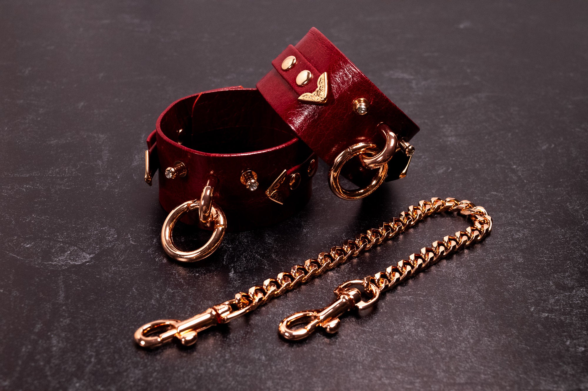 'Crimson Kiss' - 6" - 8" Cherry Leather & Rose Gold _ LIMITED _