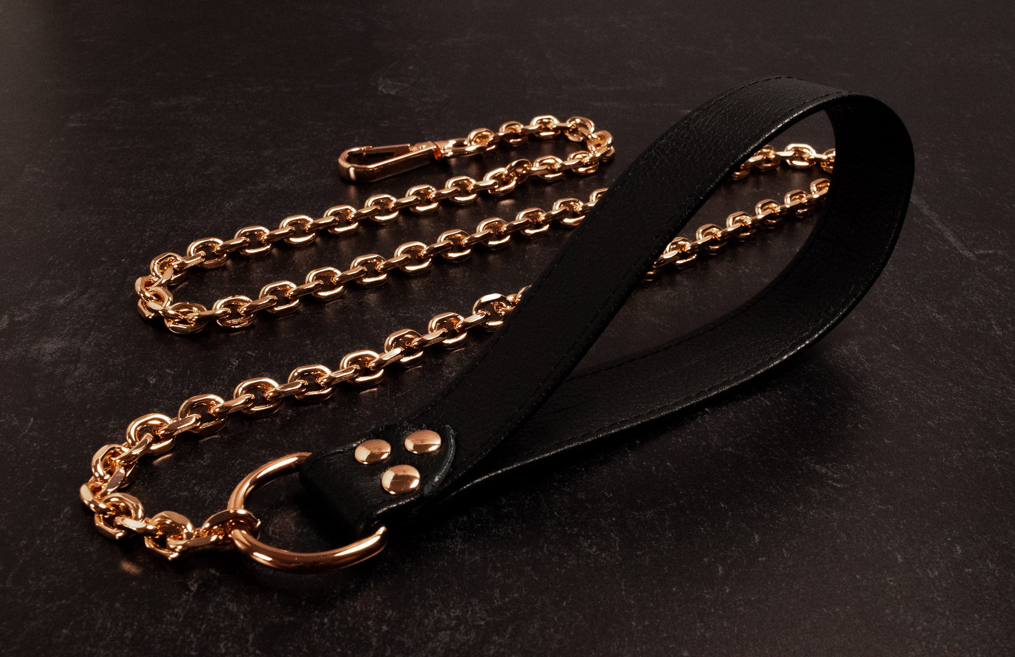 Rose Gold & Black Leather Leash _ LIMITED _