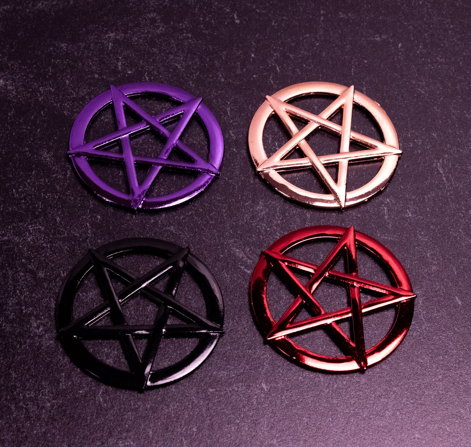 Pentacle Ring Black Vegan Leather Martingale Collar