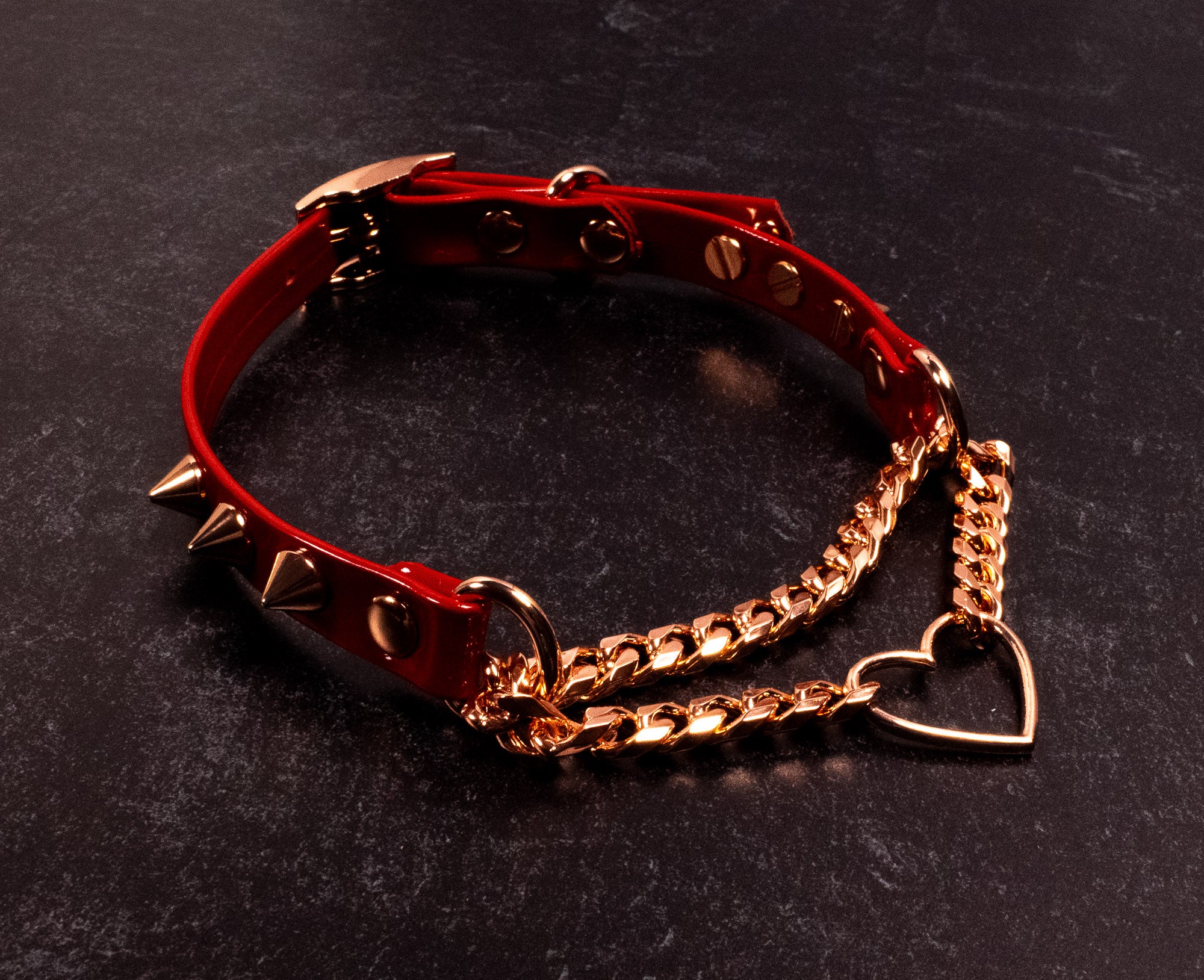 Spiked Red Patent Leather Martingale Collar _ LIMITED _