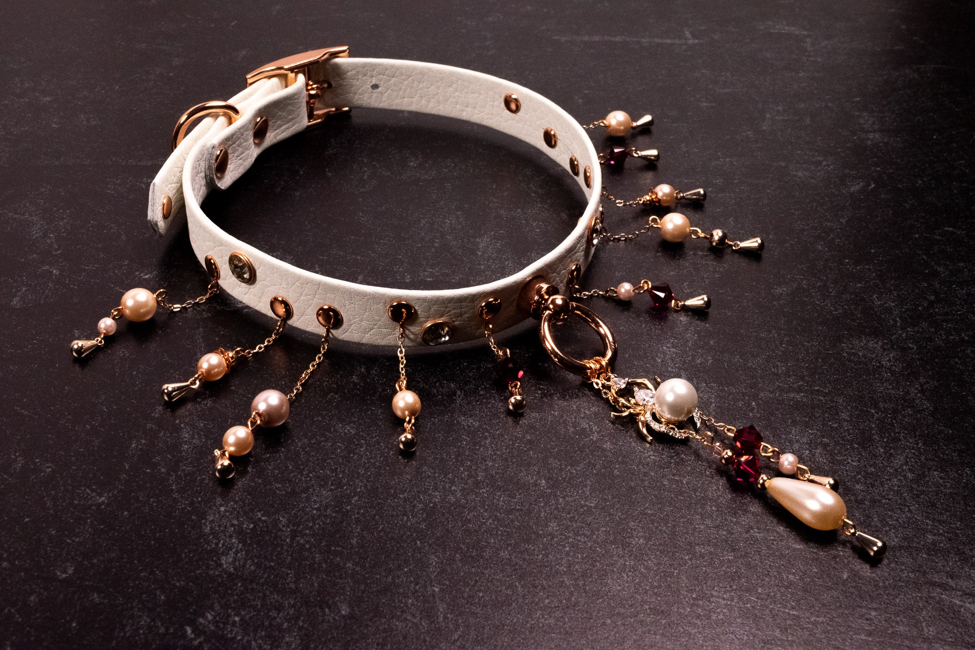 "White Widow" - White Leather Collar _ LIMITED _