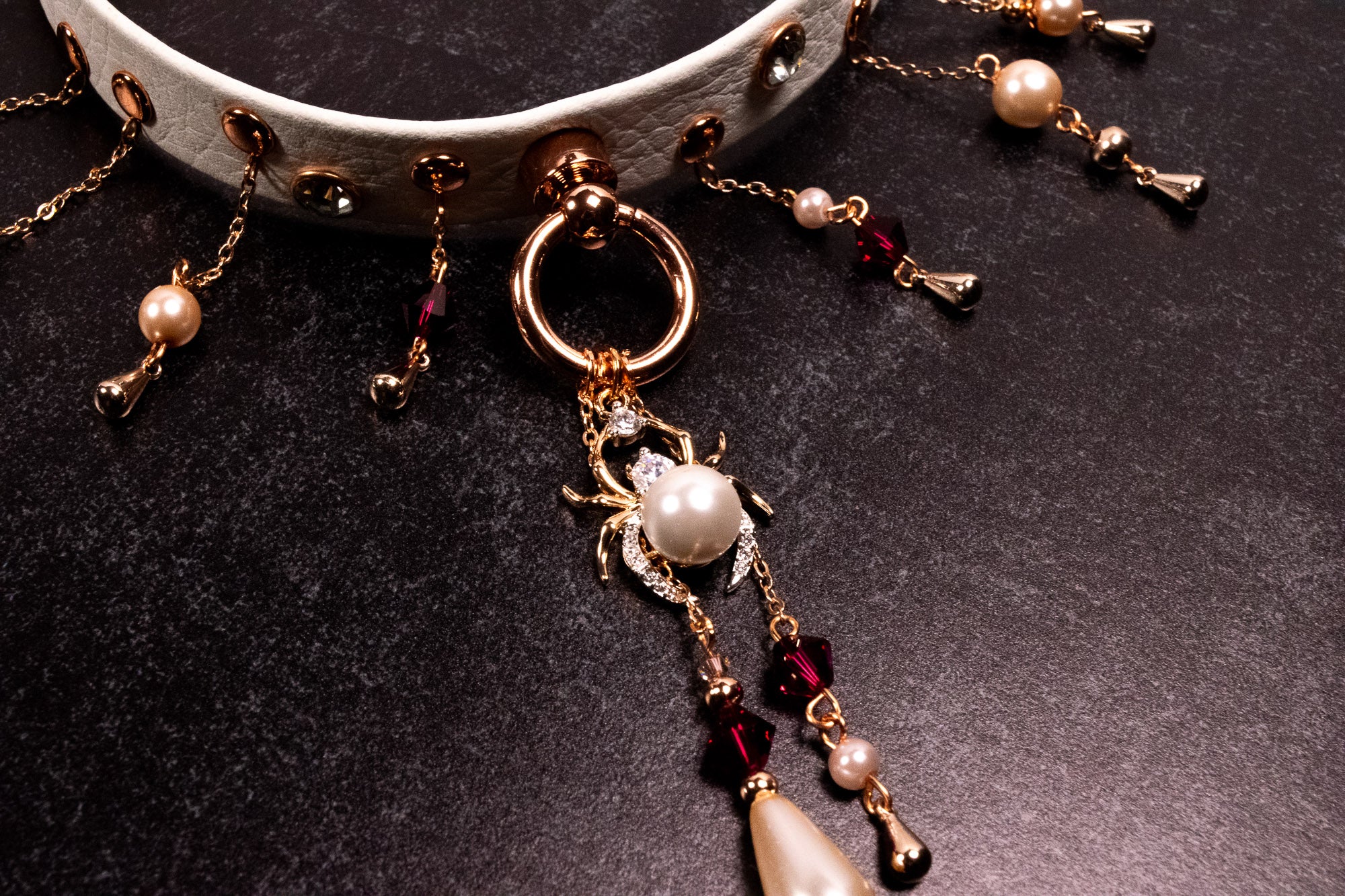 "White Widow" - White Leather Collar _ LIMITED _