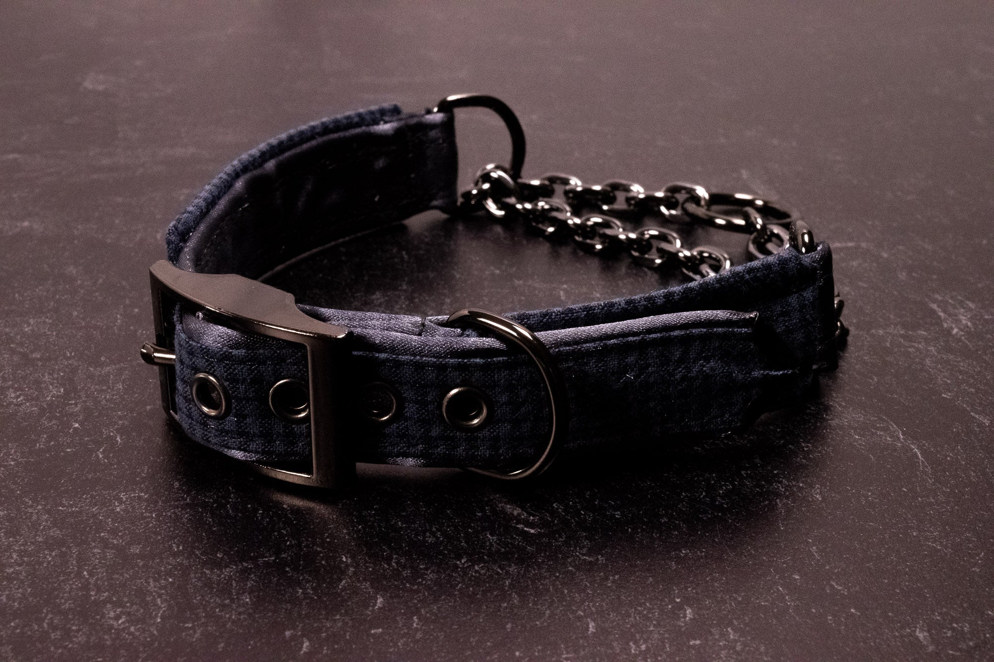 Punk Academia - 12.5" - 15" Navy Plaid Martingale Collar _LIMITED_
