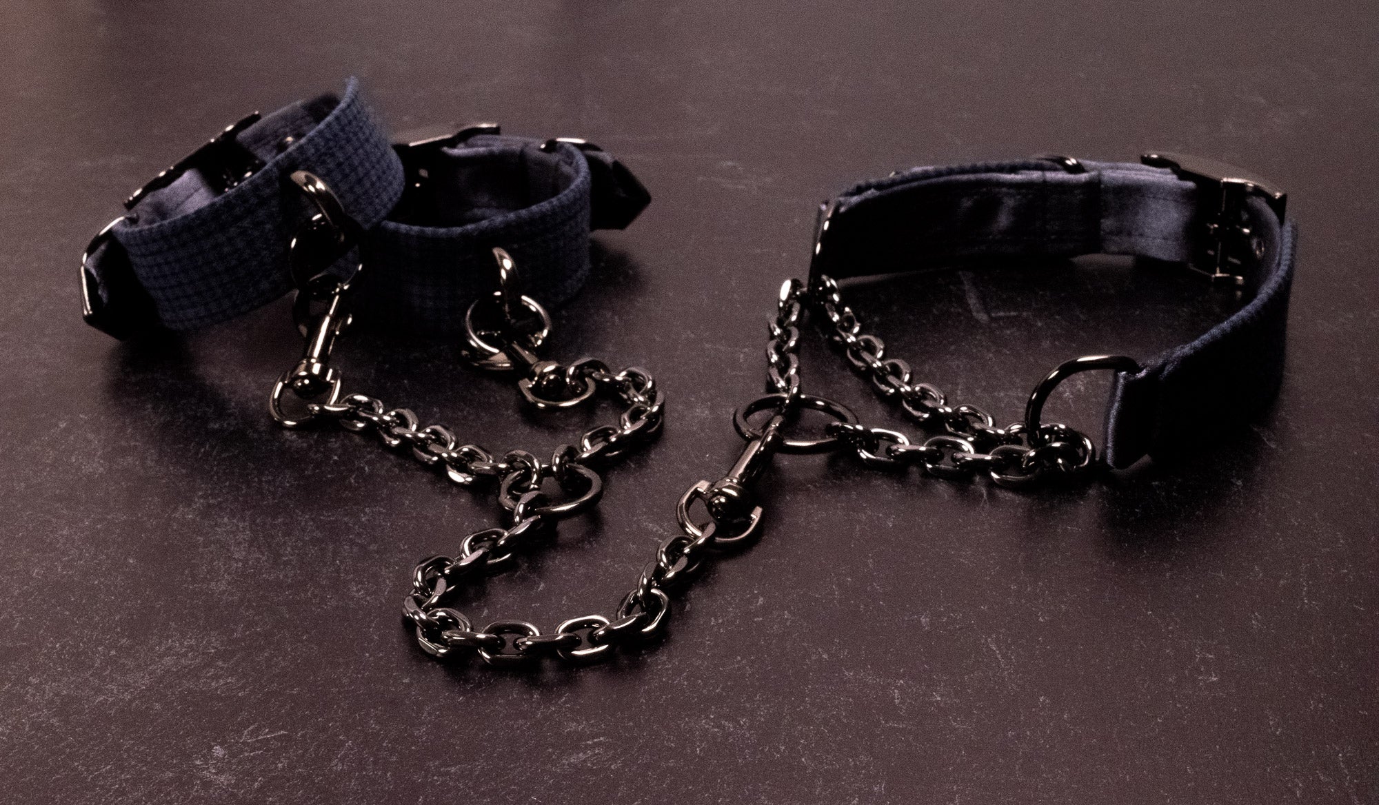 Punk Academia - 12.5" - 15" Navy Plaid Martingale Collar _LIMITED_