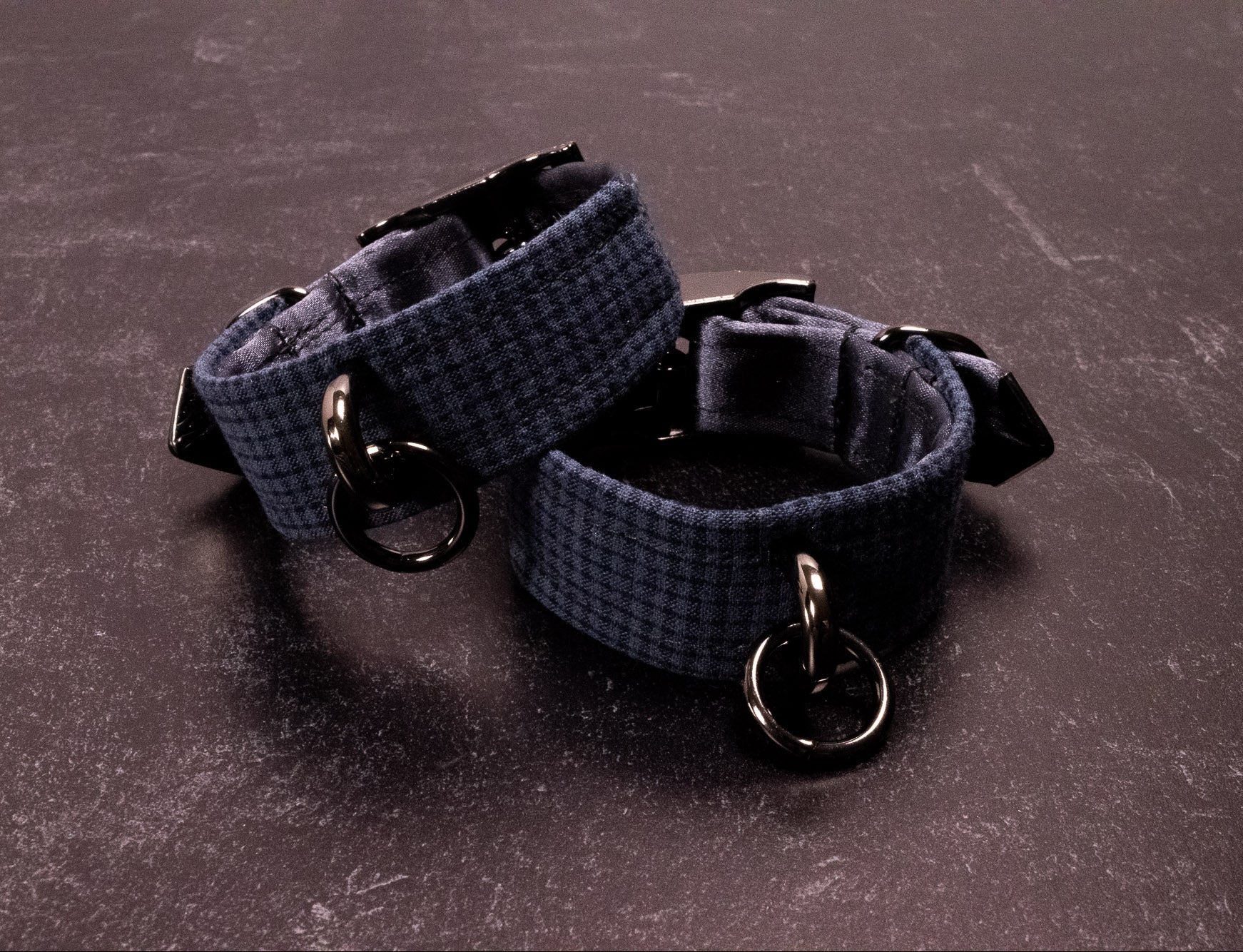 Punk Academia - Navy Plaid BDSM Cuffs _ LIMITED _