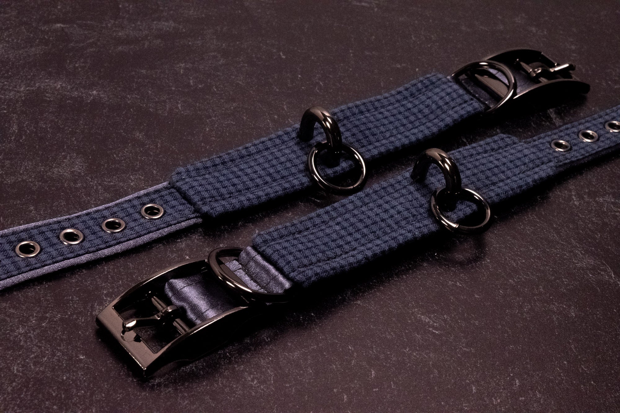 Punk Academia - 6" - 8" Navy Plaid Cuffs _ LIMITED _