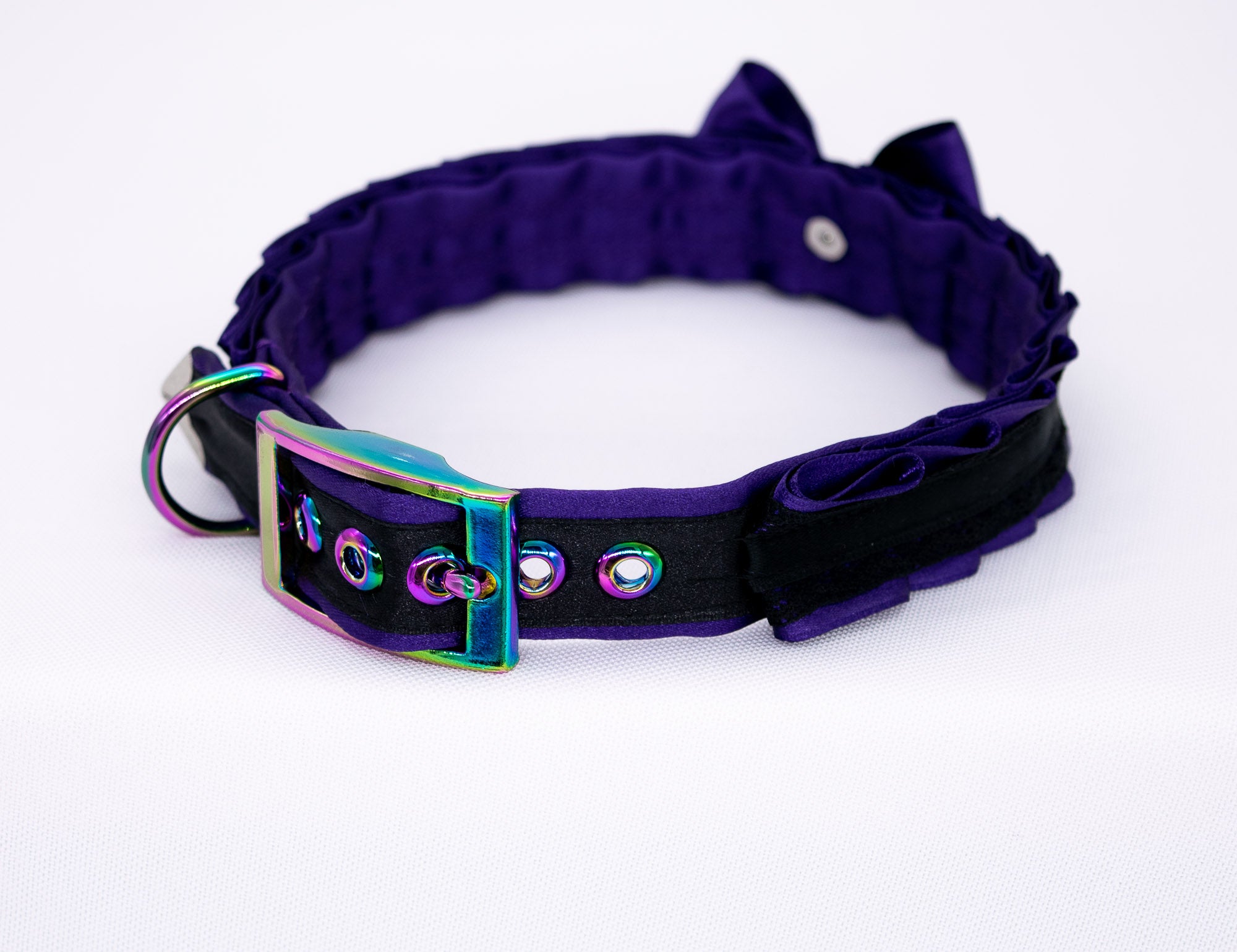 Regal Purple and Black Lace Collar in Rainbow