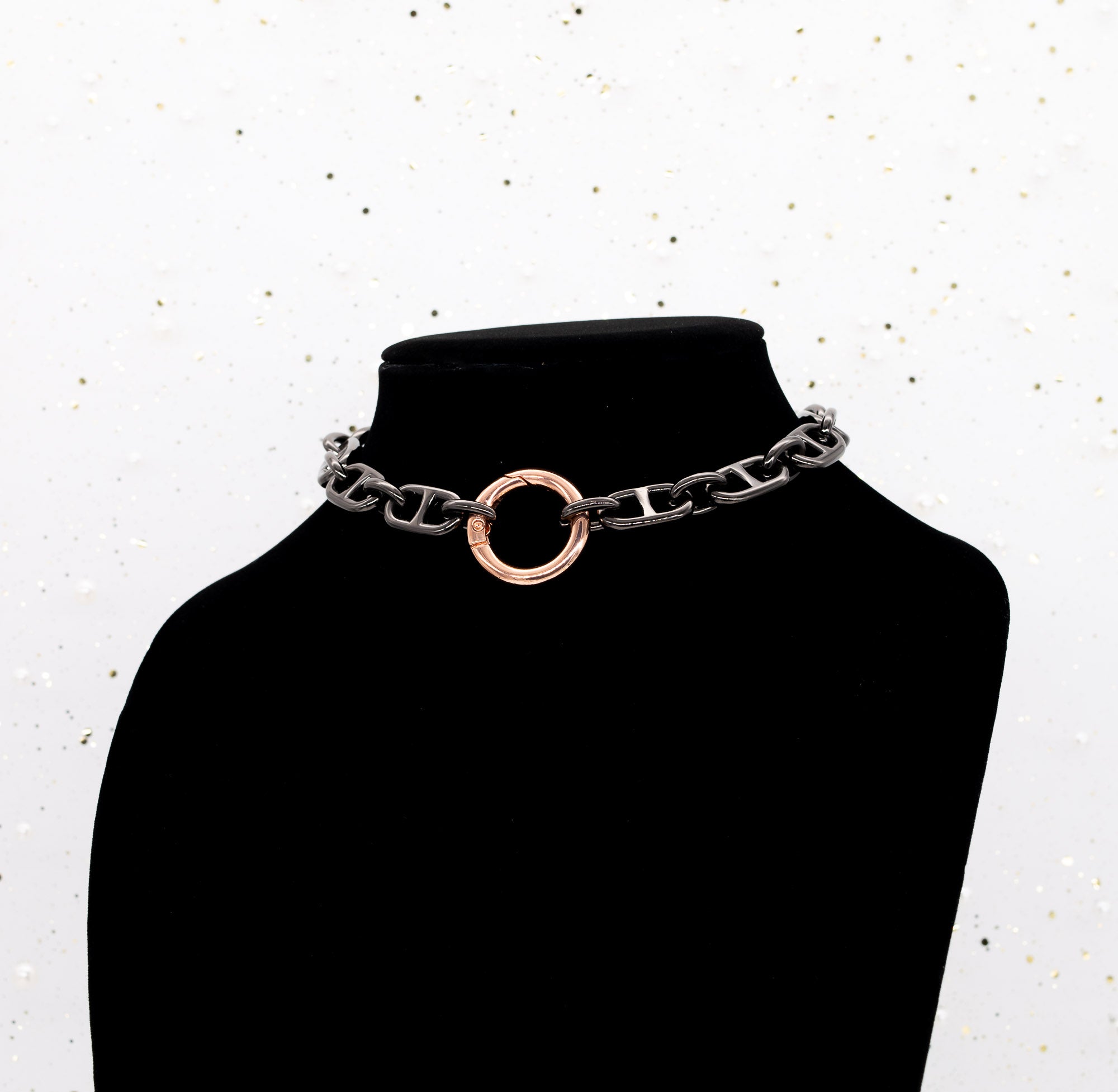 Chunky Chain Collar in Gunmetal & Rose Gold