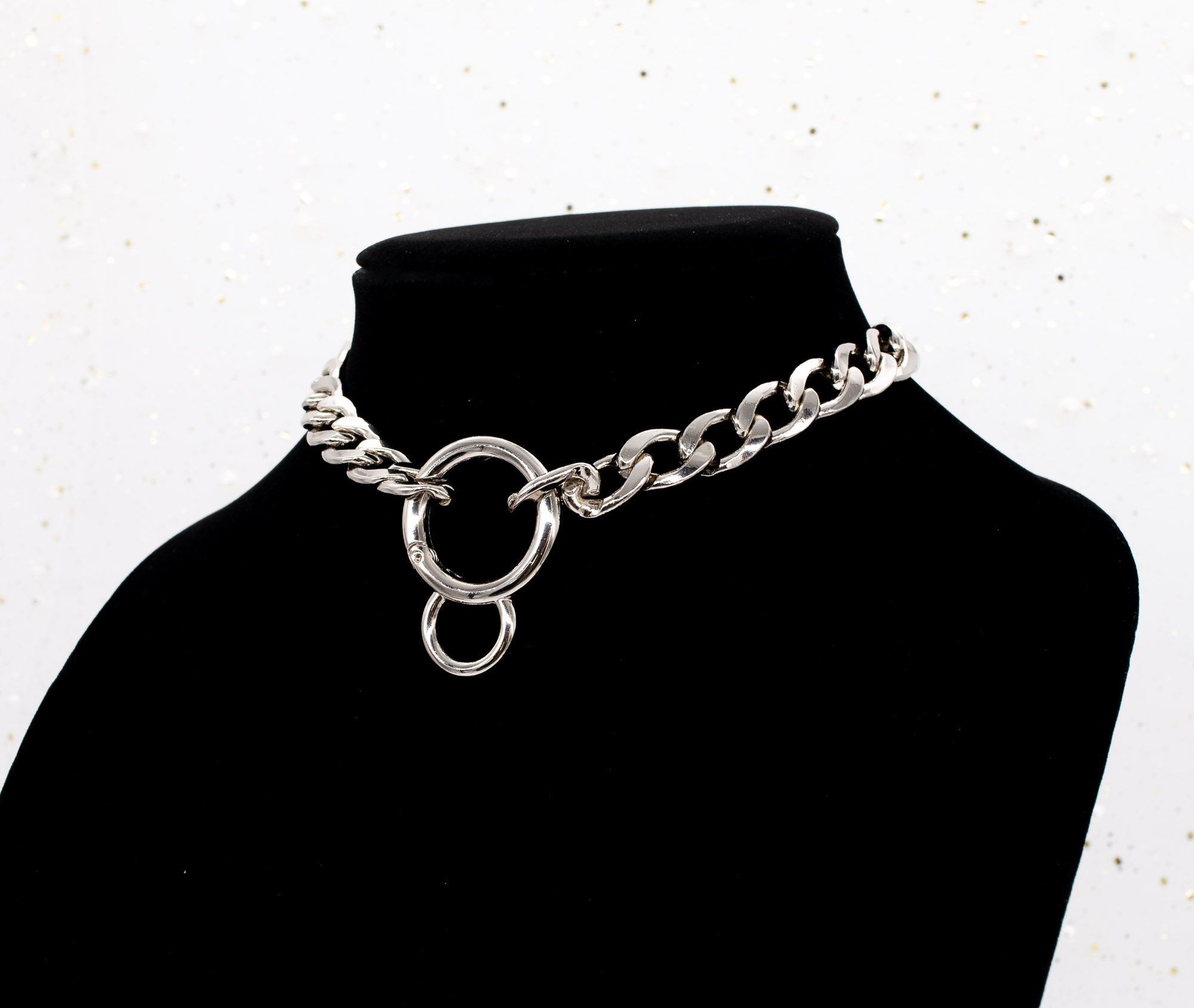 Chunky Chain Collar and Finger Leash in Silver