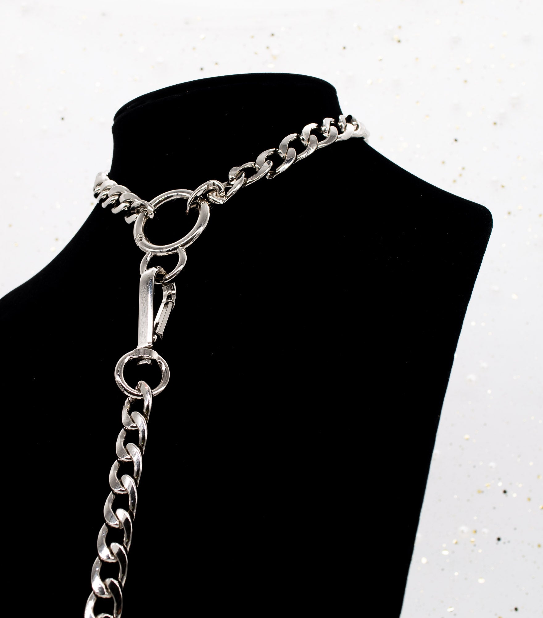 Chunky Chain Collar and Finger Leash in Silver