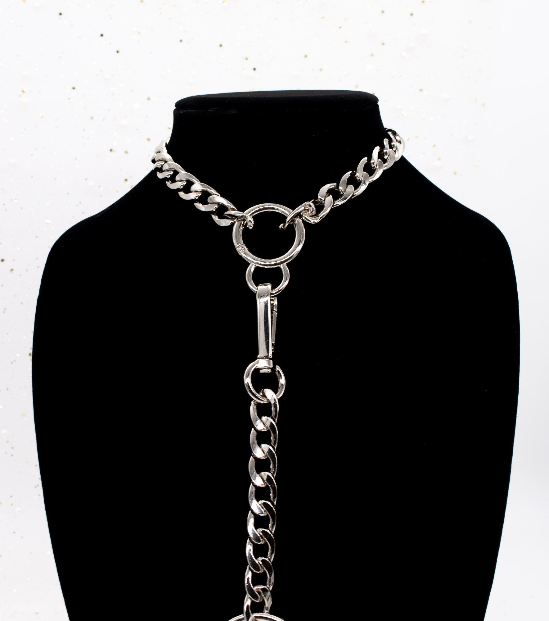 Chunky Chain Collar and Finger Leash in Silver