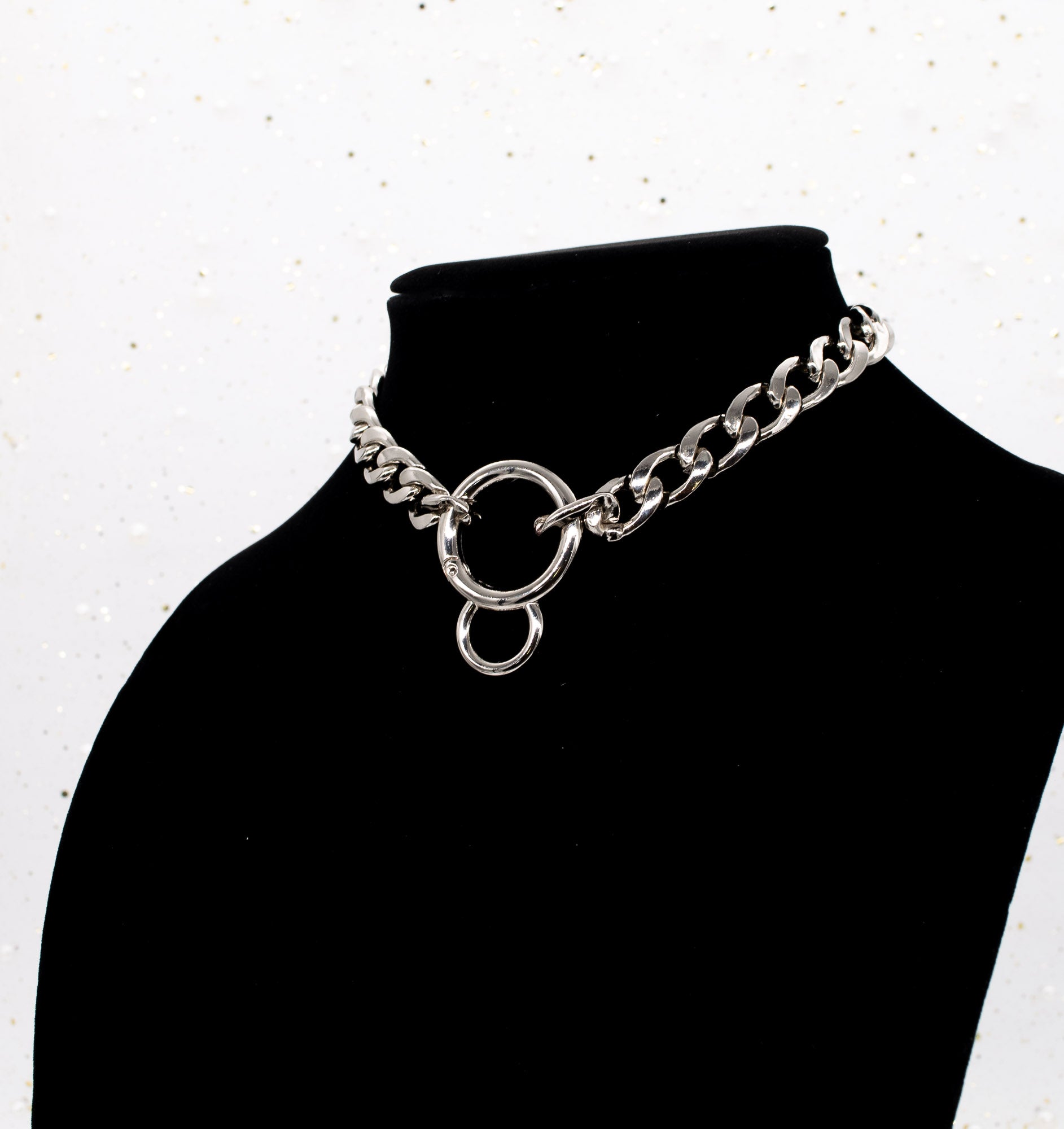 Chunky Chain Collar and Finger Leash in Silver