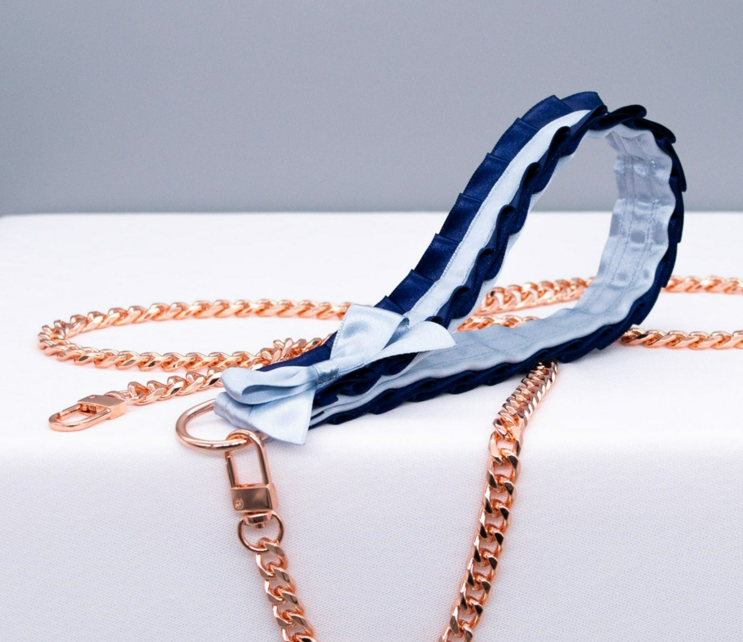 Navy, French Blue and Rose Gold Leash