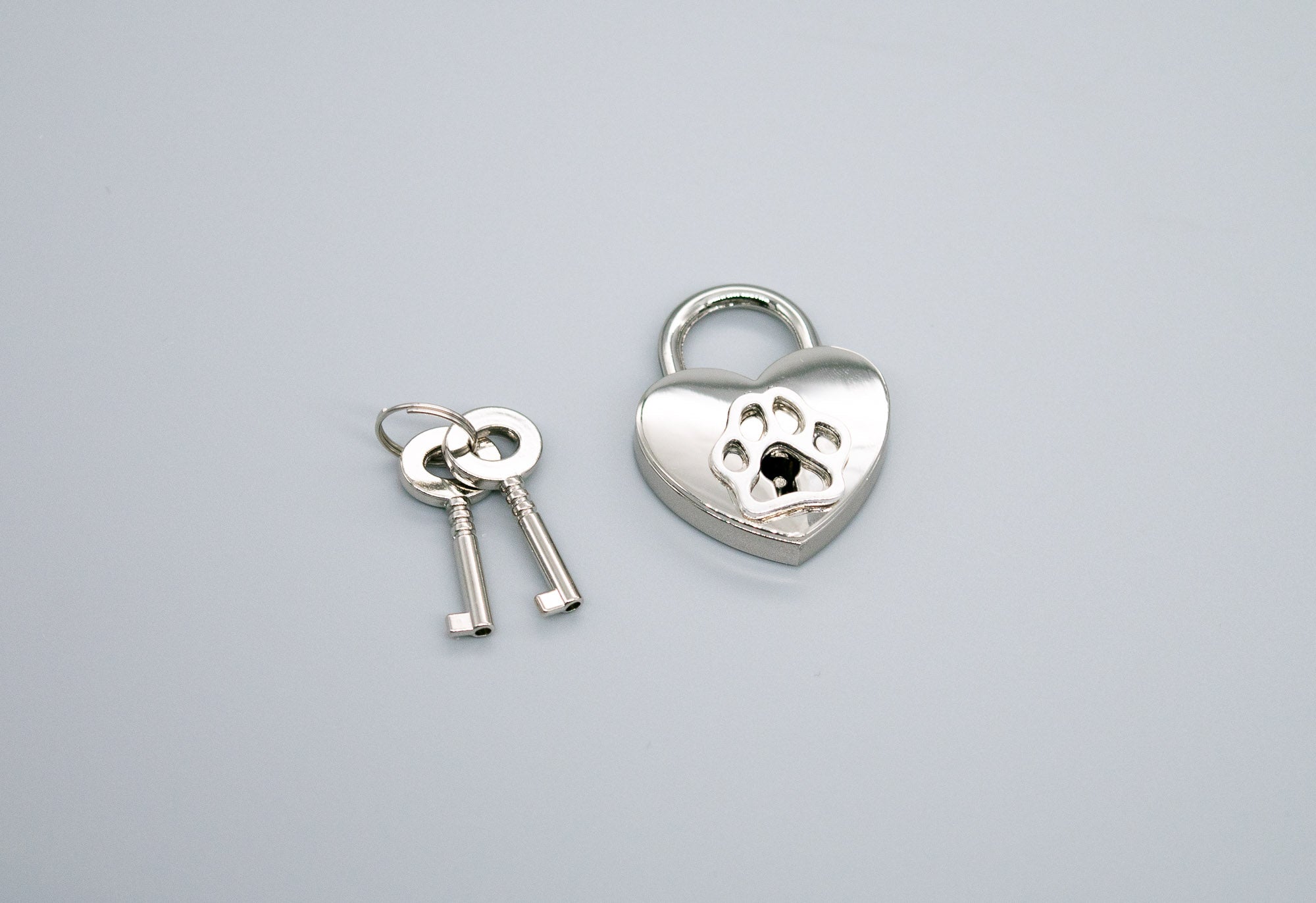 Silver Paw Nickel Free Heart Lock