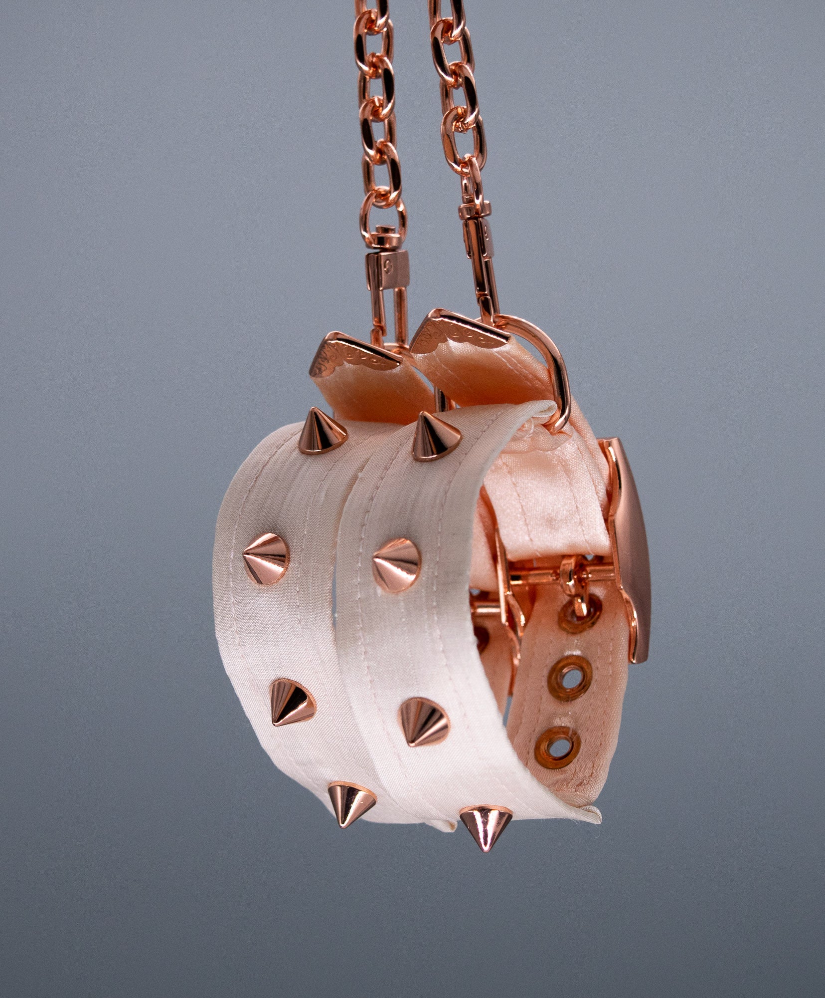 French Raw Silk Spiked ~ Rose Gold Cuffs