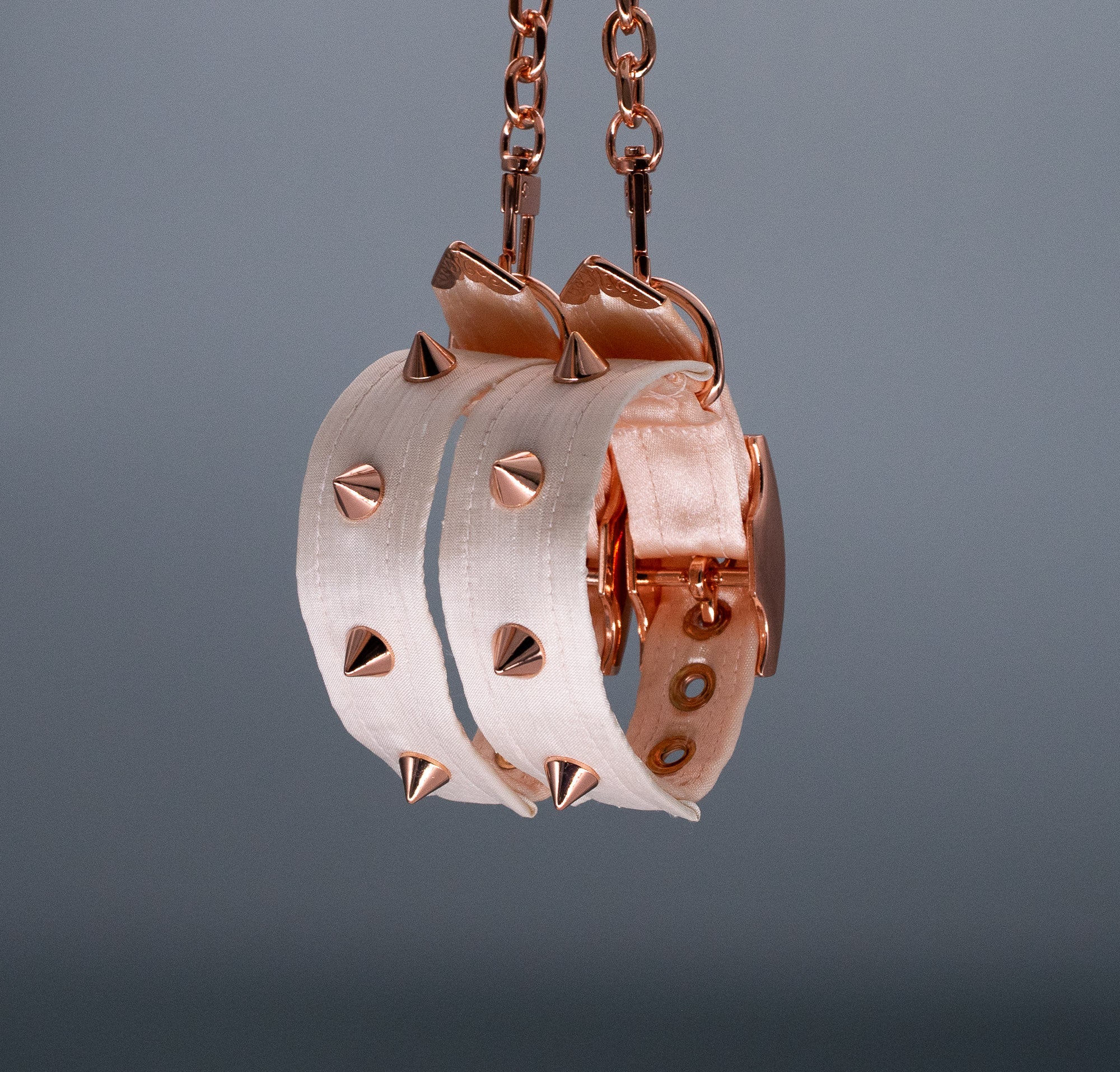 French Raw Silk Spiked ~ Rose Gold Cuffs
