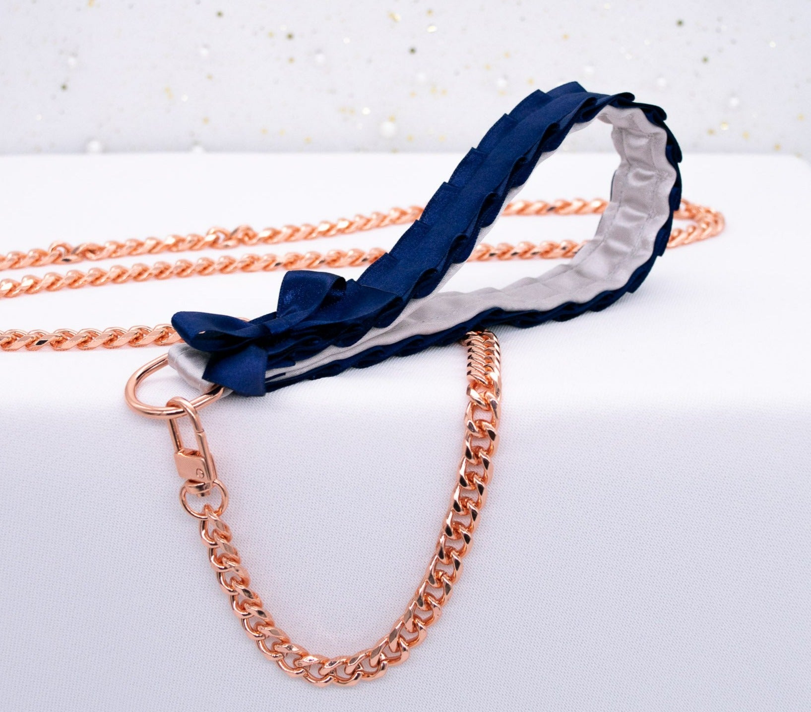 Navy, Dusty Lilac and Rose Gold Leash