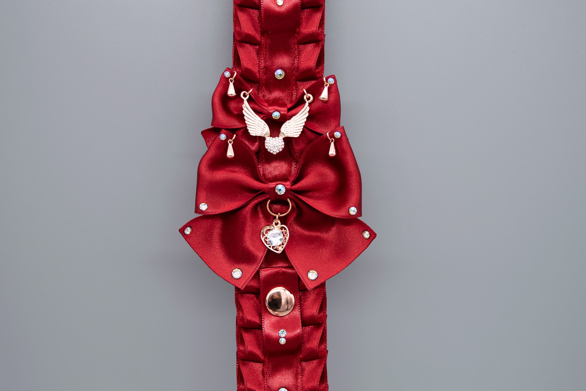 Red x Rose Gold Luxury Pet Play Ear Display - 6 Slots