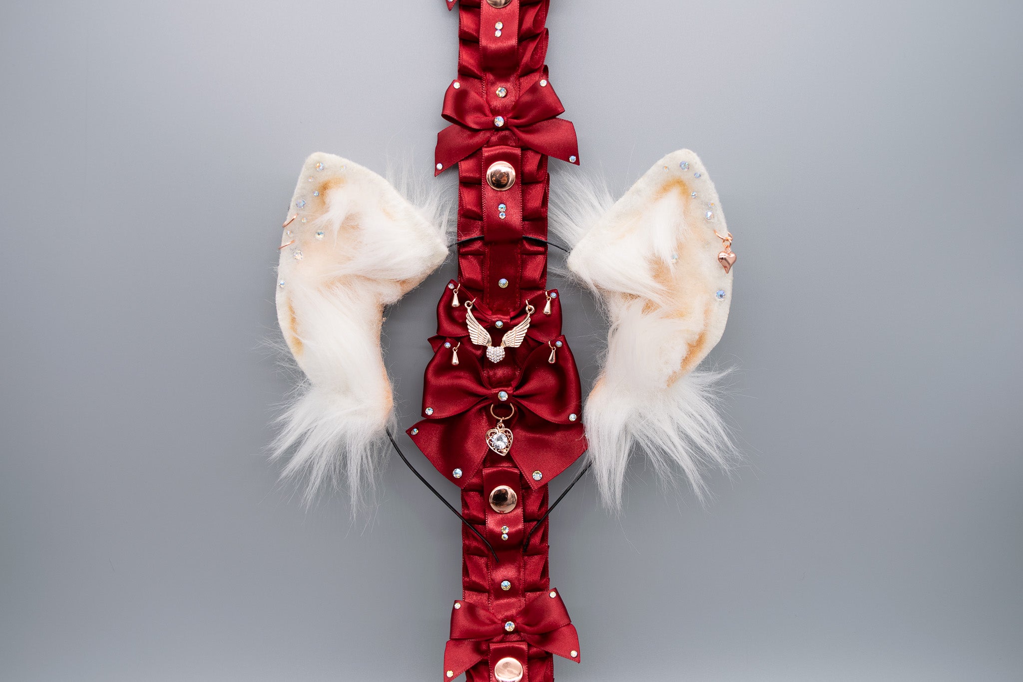 Red x Rose Gold Luxury Pet Play Ear Display - 6 Slots