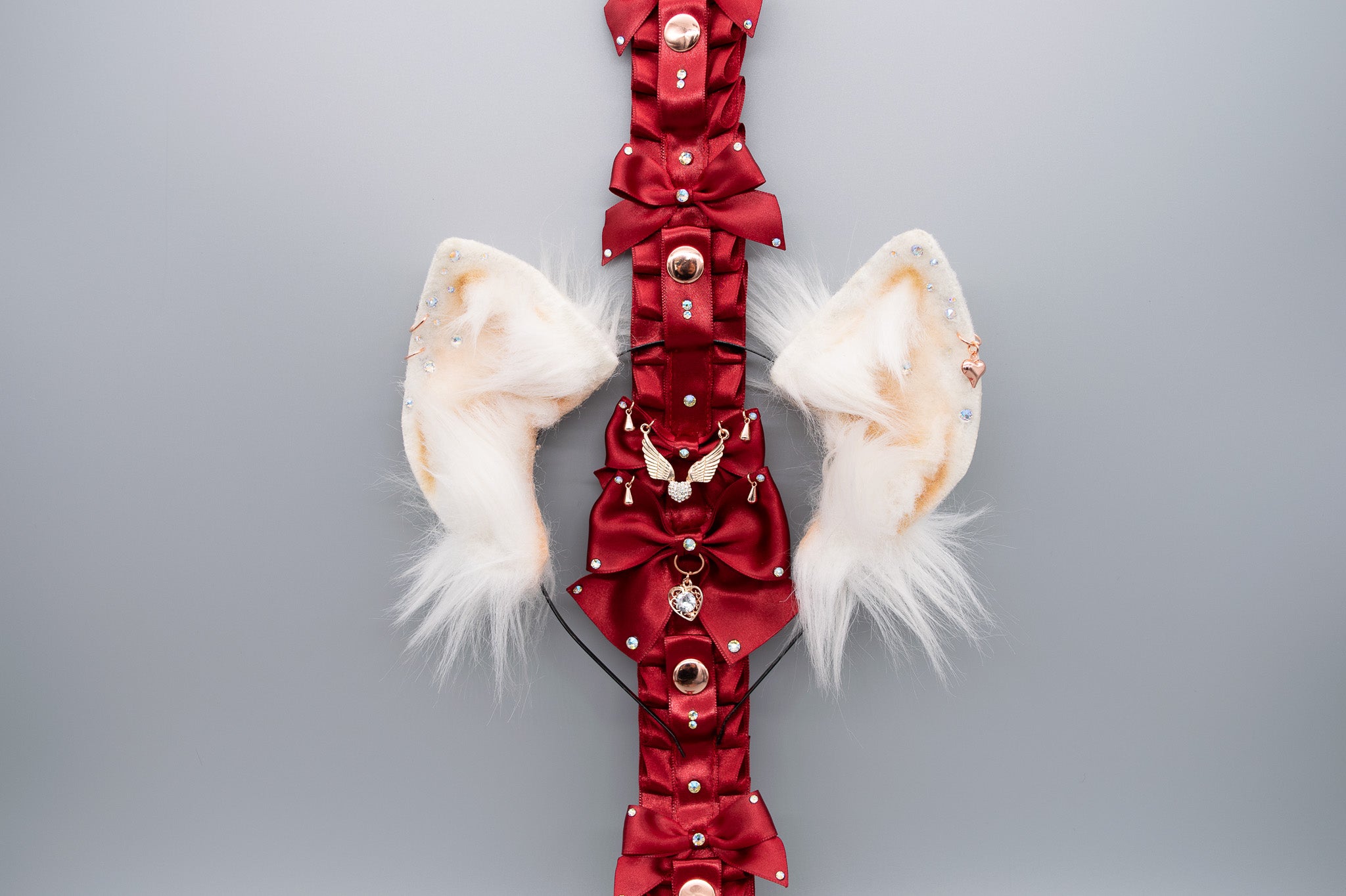 Red x Rose Gold Luxury Pet Play Ear Display - 6 Slots