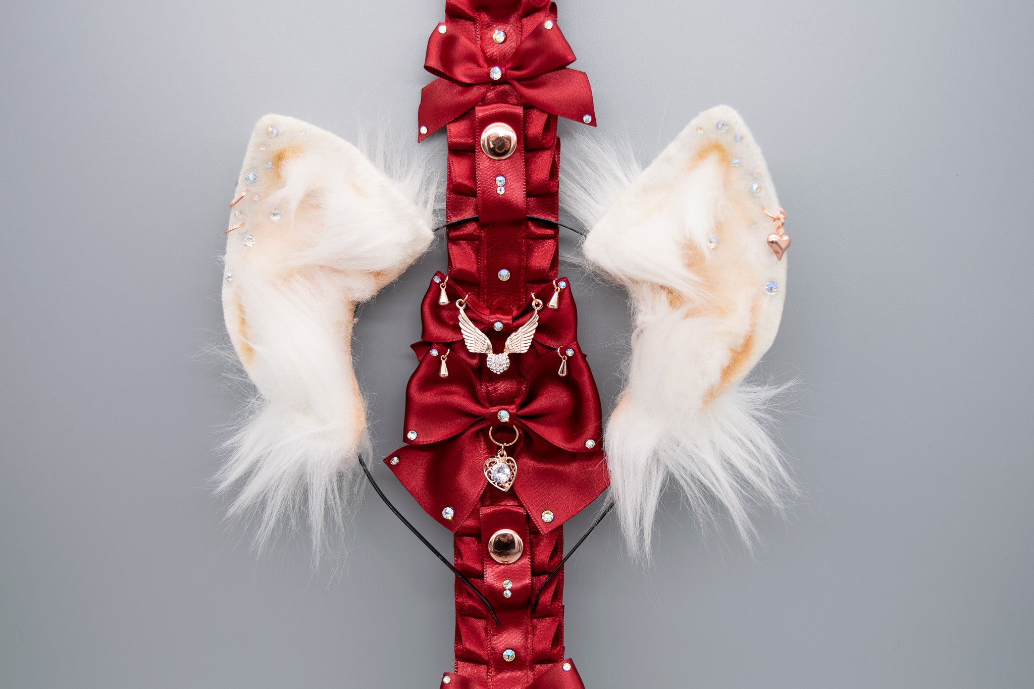 Red x Rose Gold Luxury Pet Play Ear Display - 6 Slots