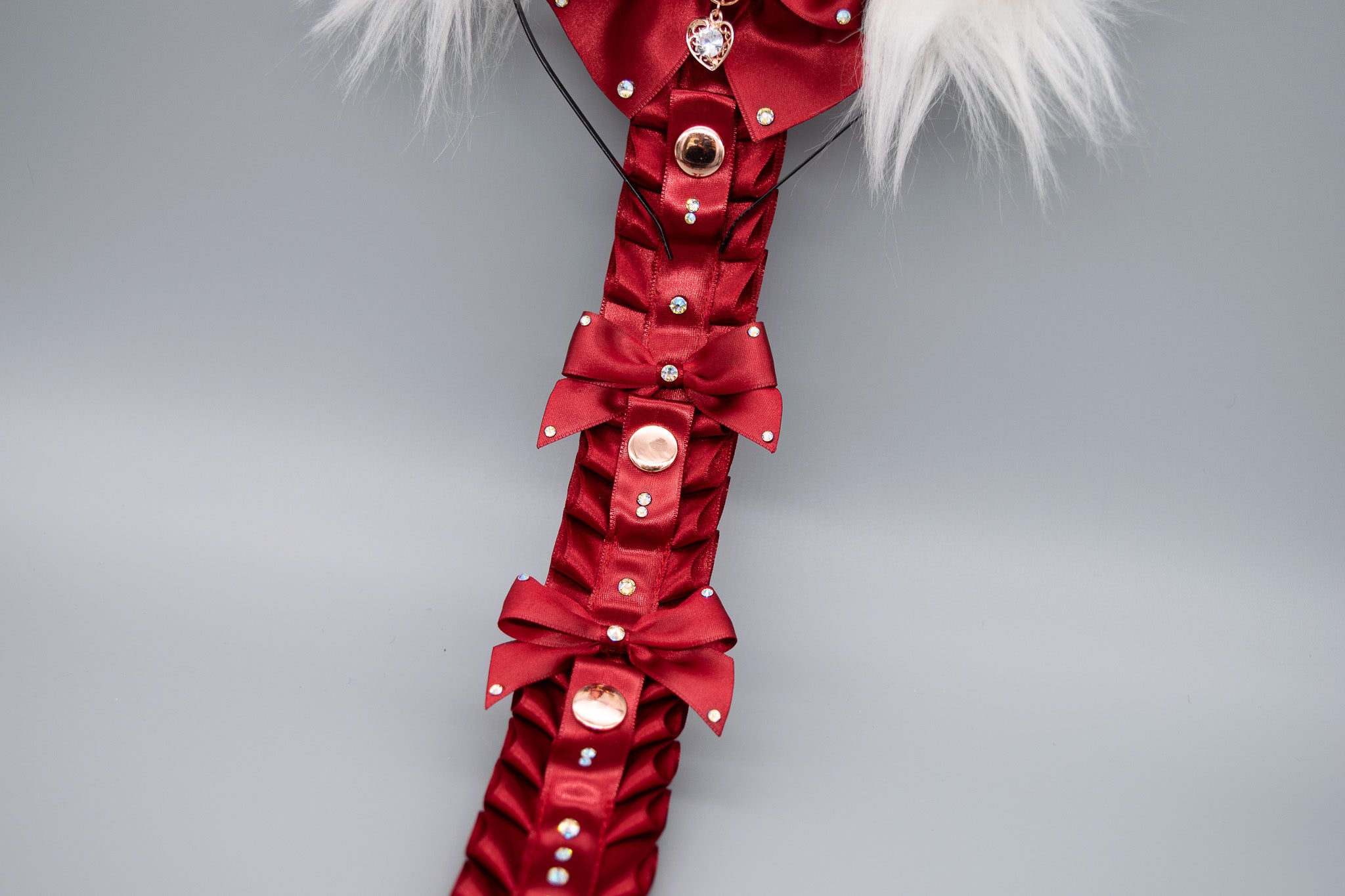 Red x Rose Gold Luxury Pet Play Ear Display - 6 Slots