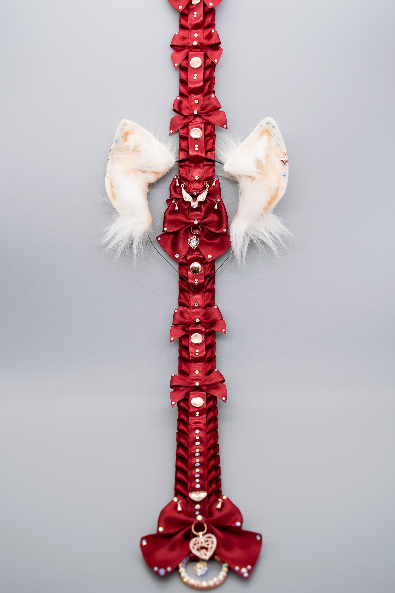 Red x Rose Gold Luxury Pet Play Ear Display - 6 Slots