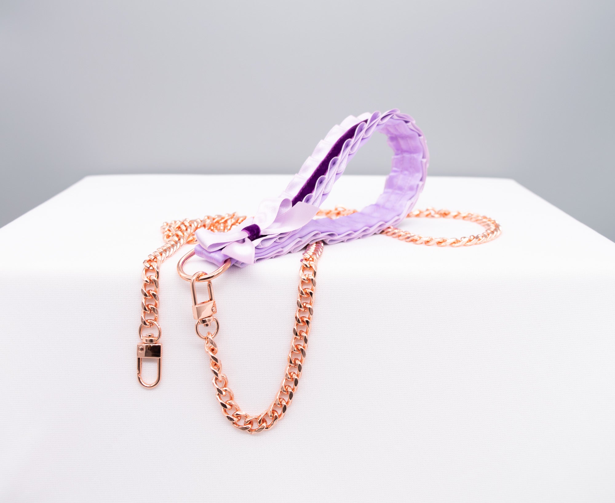 Lilac and Regal Purple Velvet Collar and Leash BDSM Set