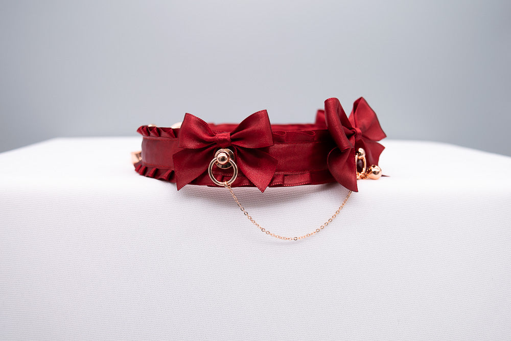 Chained Red and Rose Gold BDSM Collar