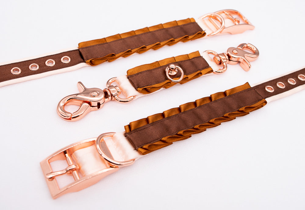 Caramel and Chocolate Brown Rose Gold Cuffs