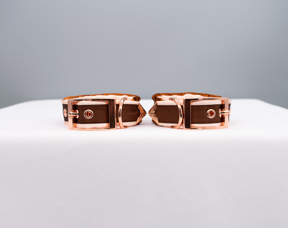 Caramel and Chocolate Brown Rose Gold Cuffs