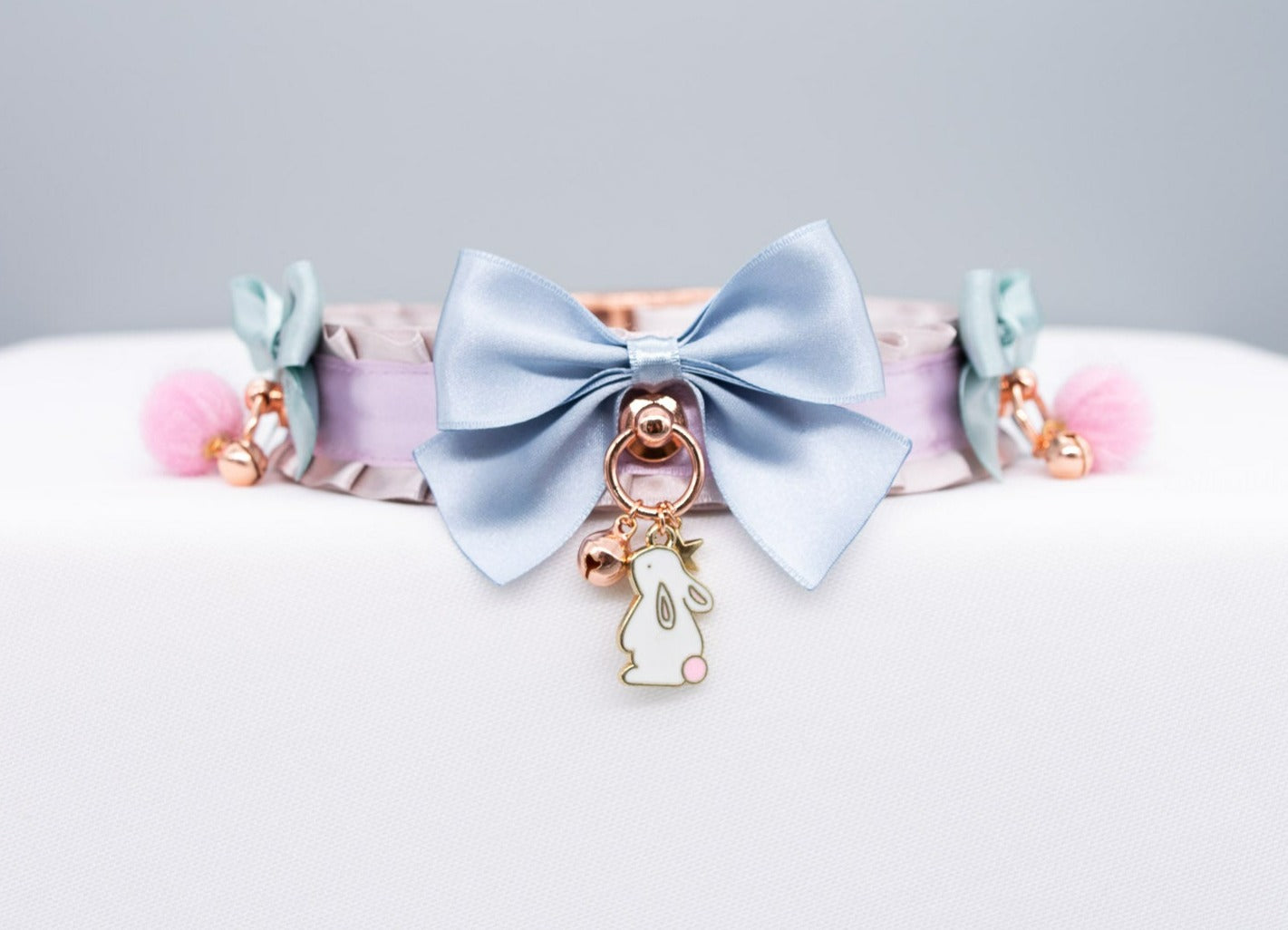 Pastel Bunny Luxury Pet Play Collar and Leash Set